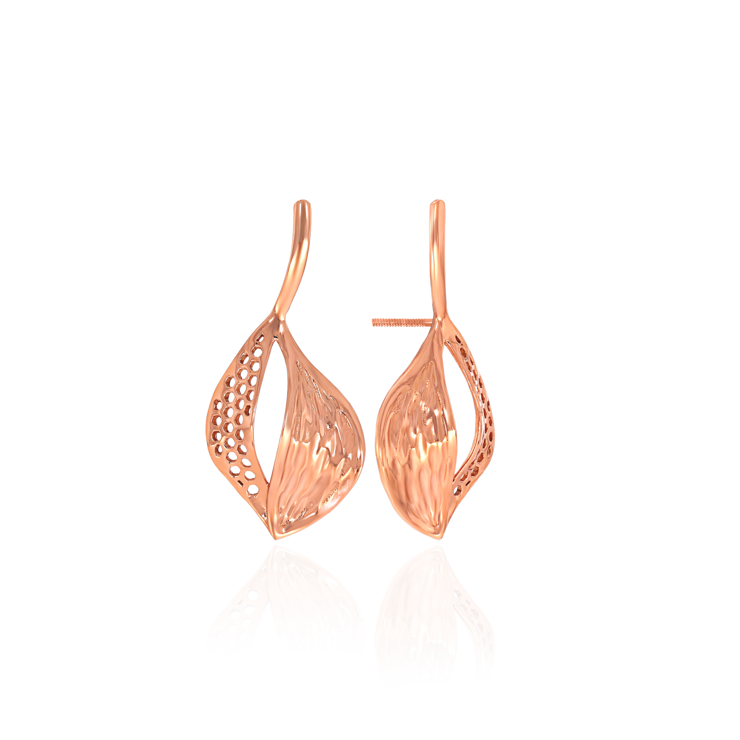 Glamorous Leaf Gold Drop Earrings - Senco Gold and Diamonds