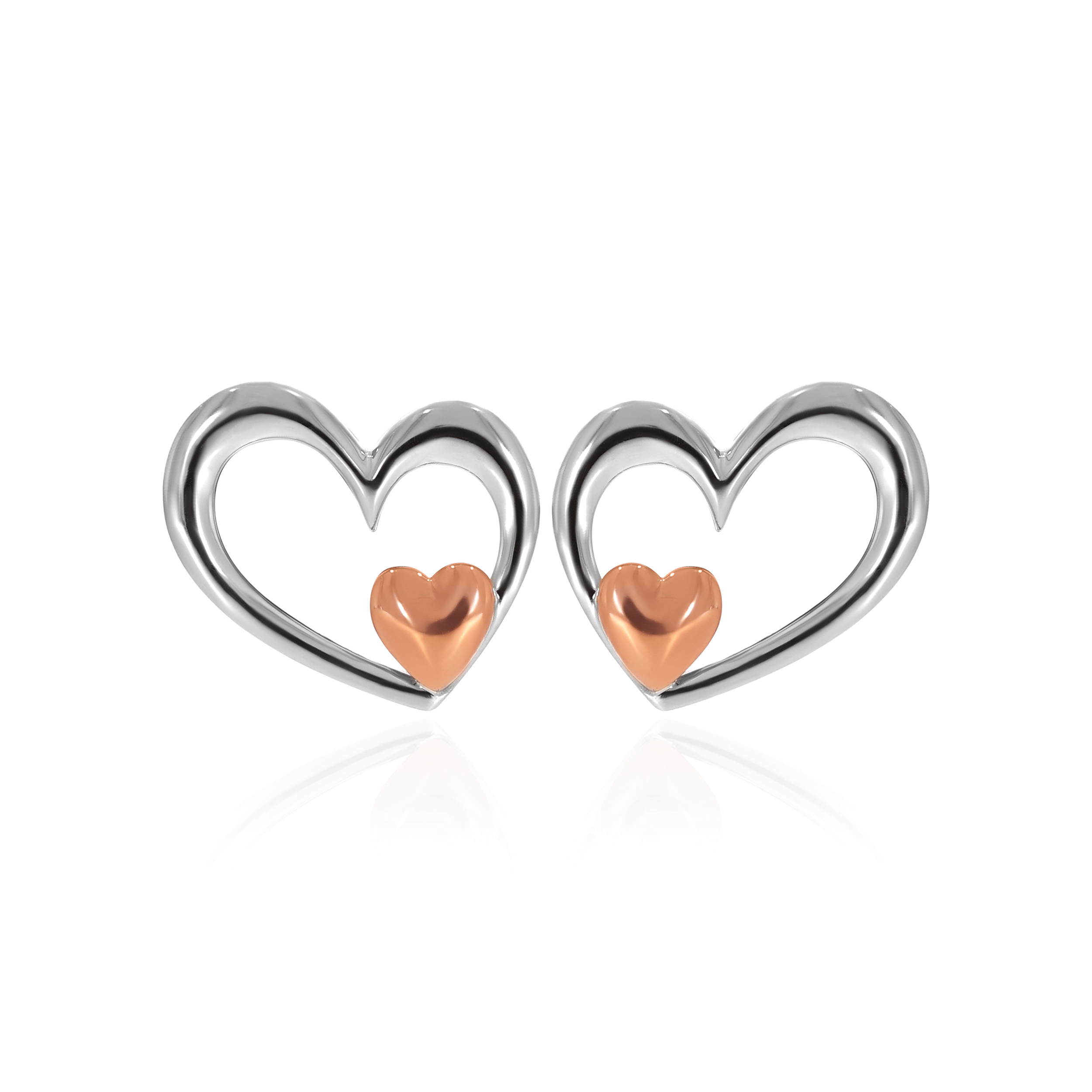 Two Hearts One Love Platinum Earrings - Senco Gold and Diamonds