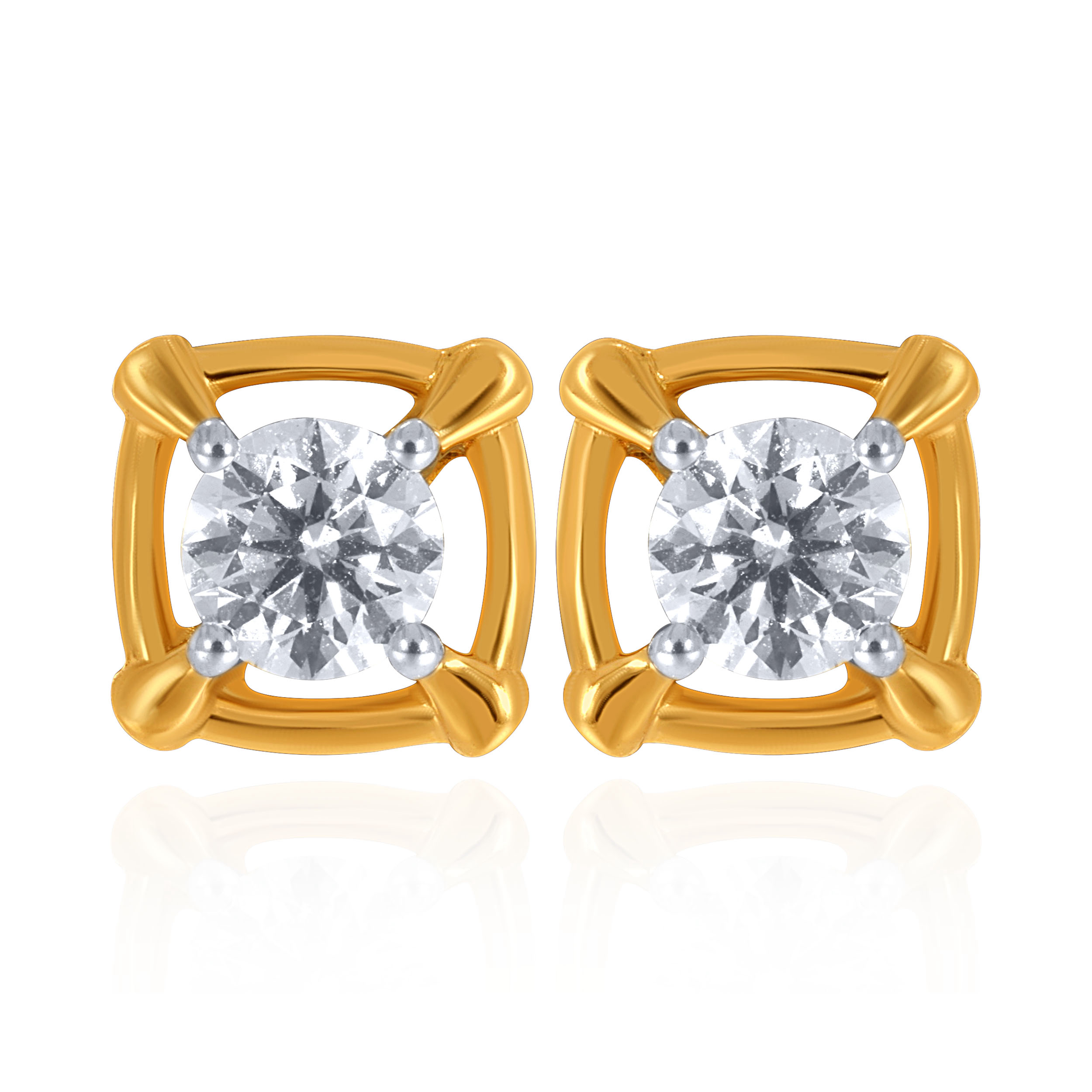Maison Square Solitaire Diamond Studs - Senco Gold and Diamonds