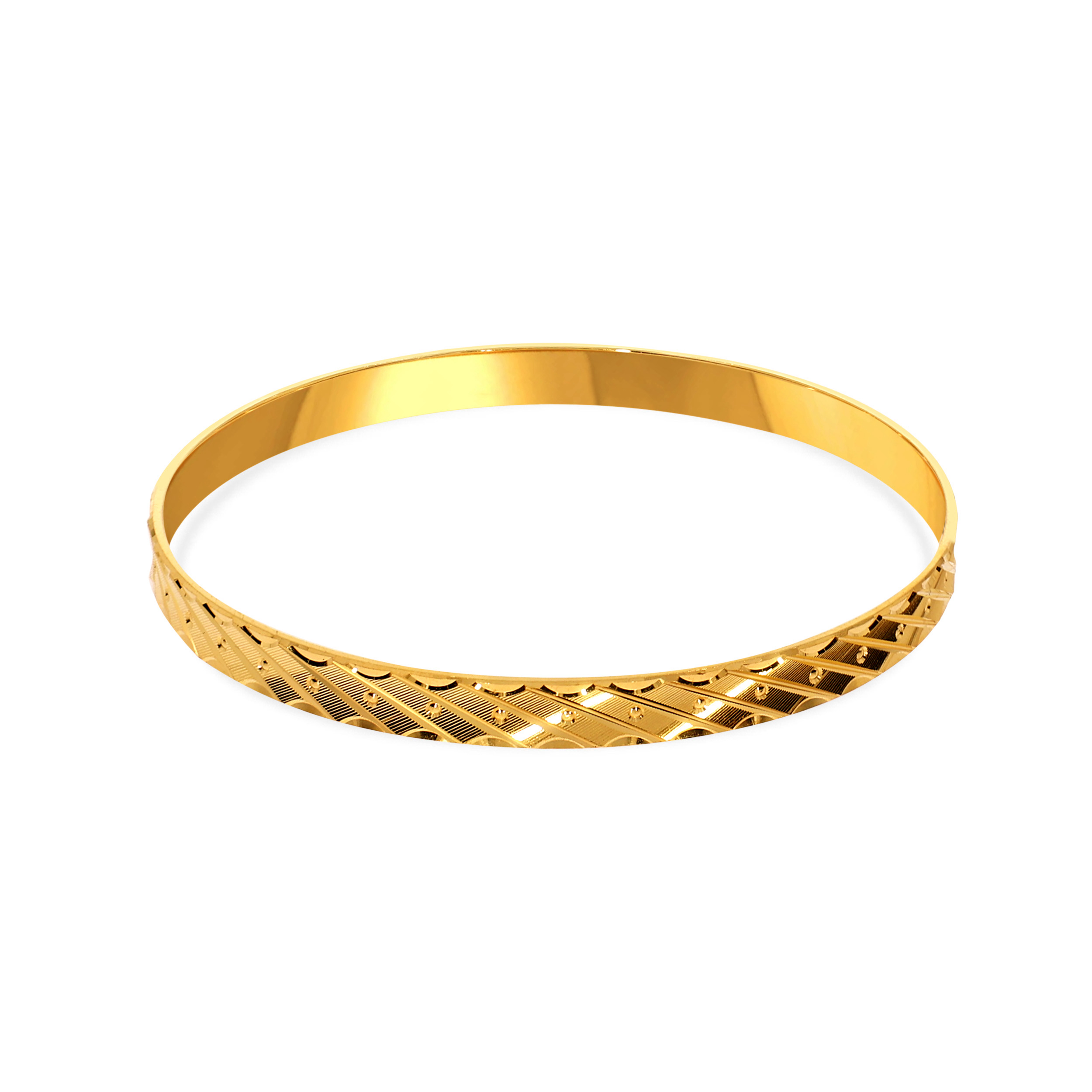 Diagonal Elegance Gold Bangle - Senco Gold and Diamonds