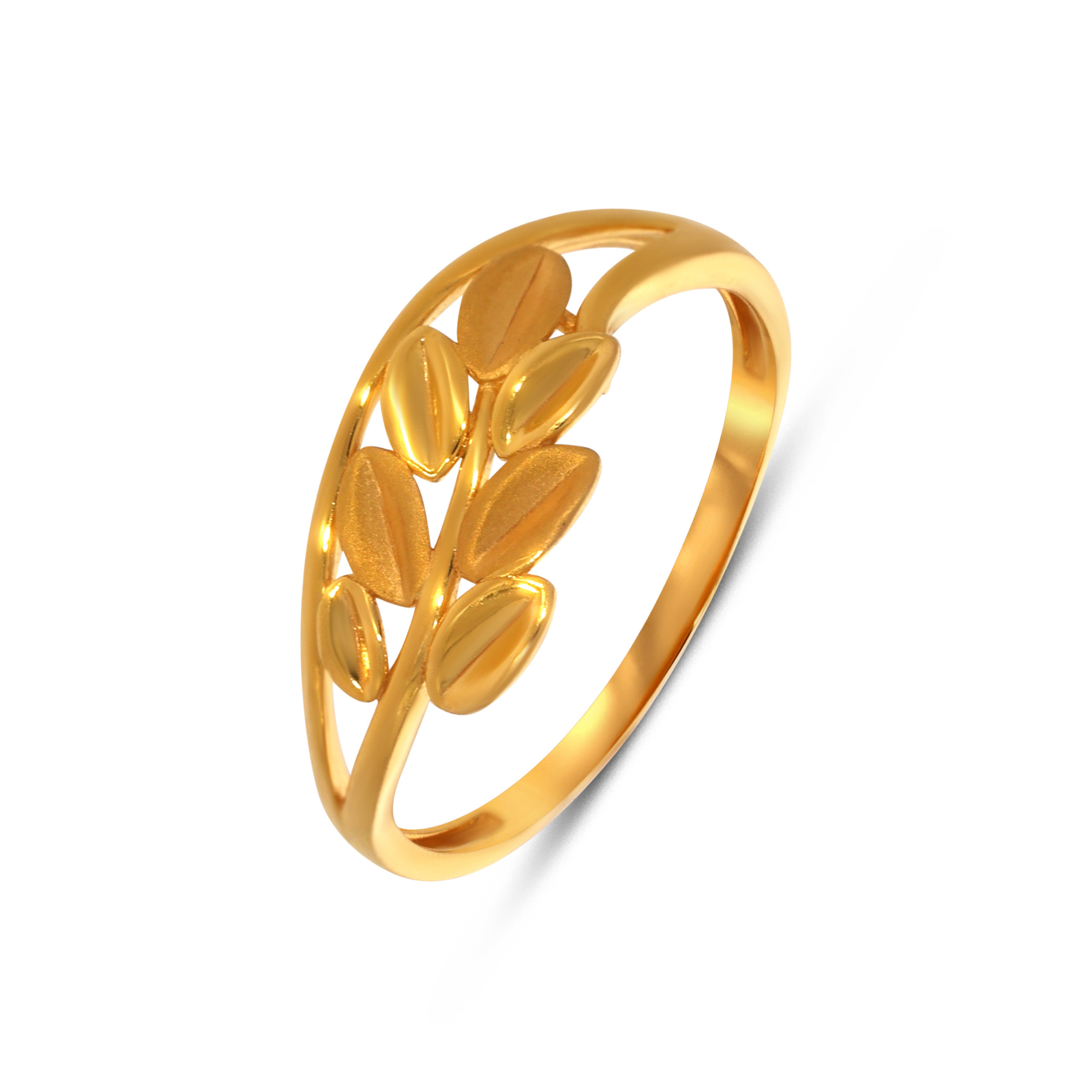 Minimal Leaf Frame Gold Ring - Senco Gold and Diamonds
