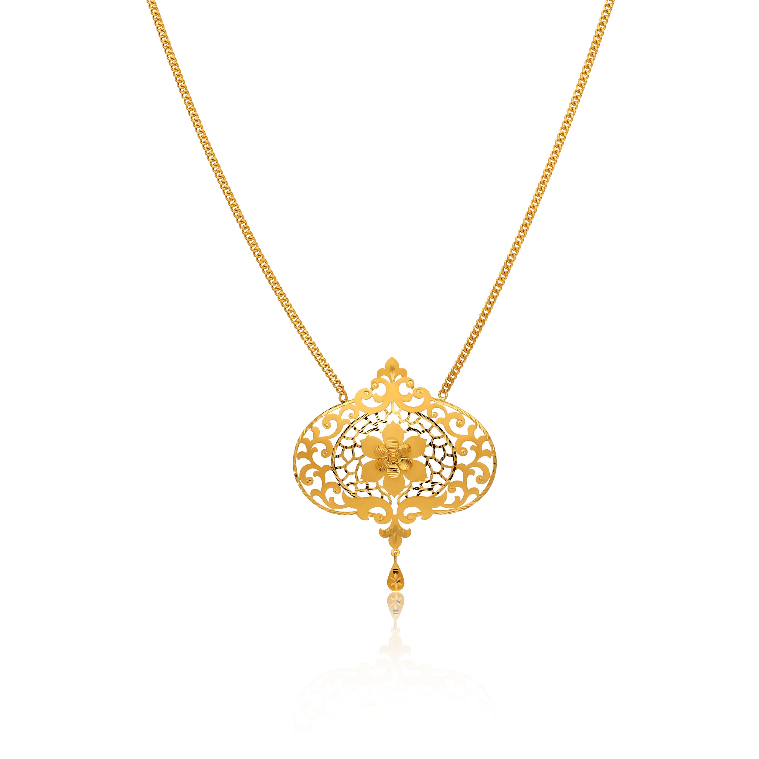 Floral Crest Gold Chain Pendant - Senco Gold and Diamonds