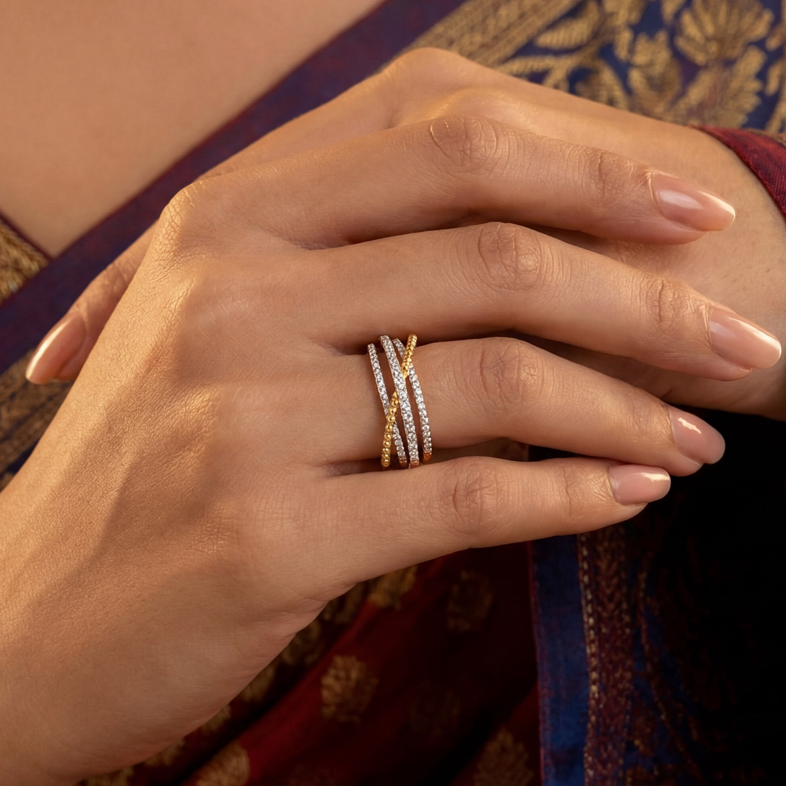 Crescent Layers Diamond Ring alternate view 3