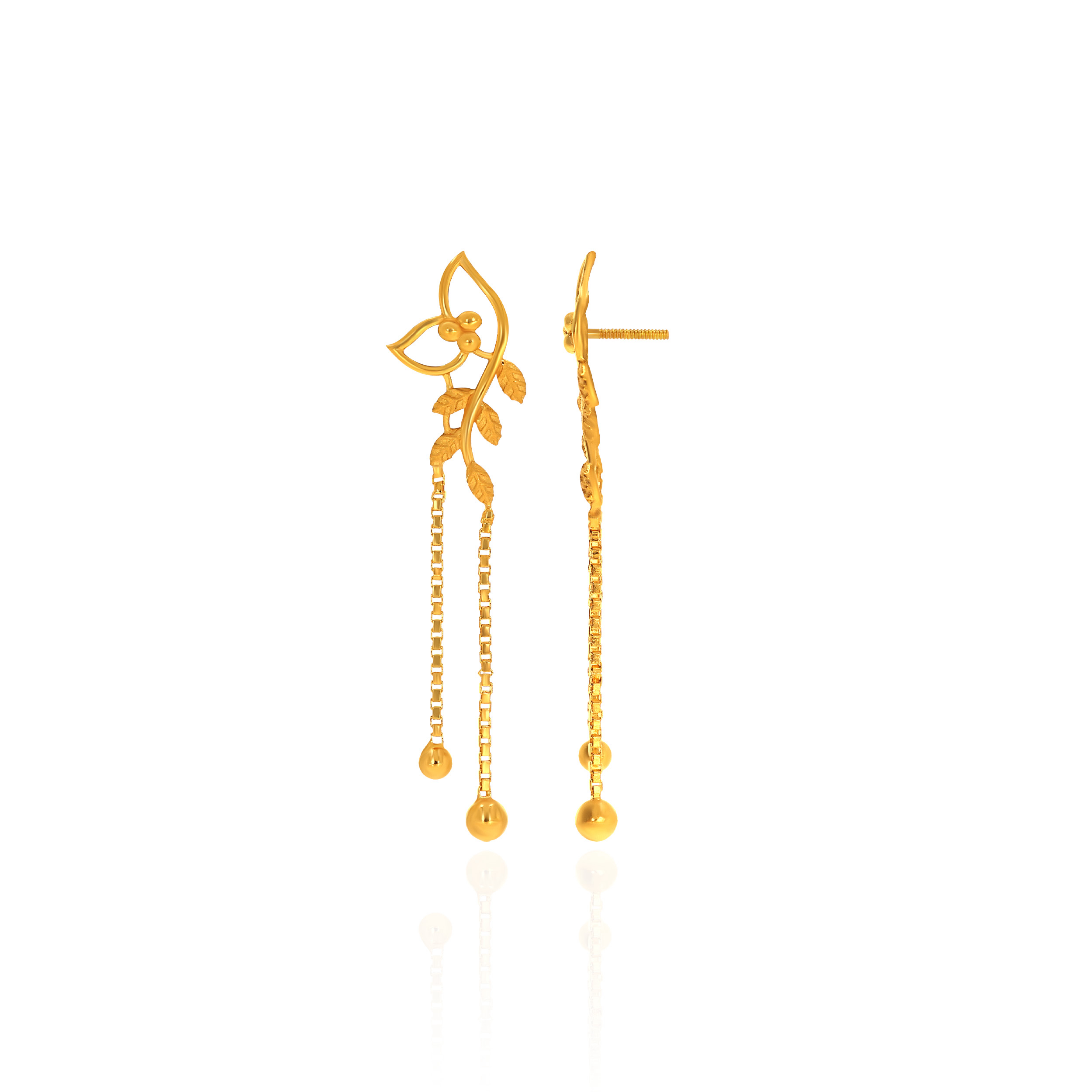 Gleaming Vines Gold Dangler Earrings - Senco Gold and Diamonds