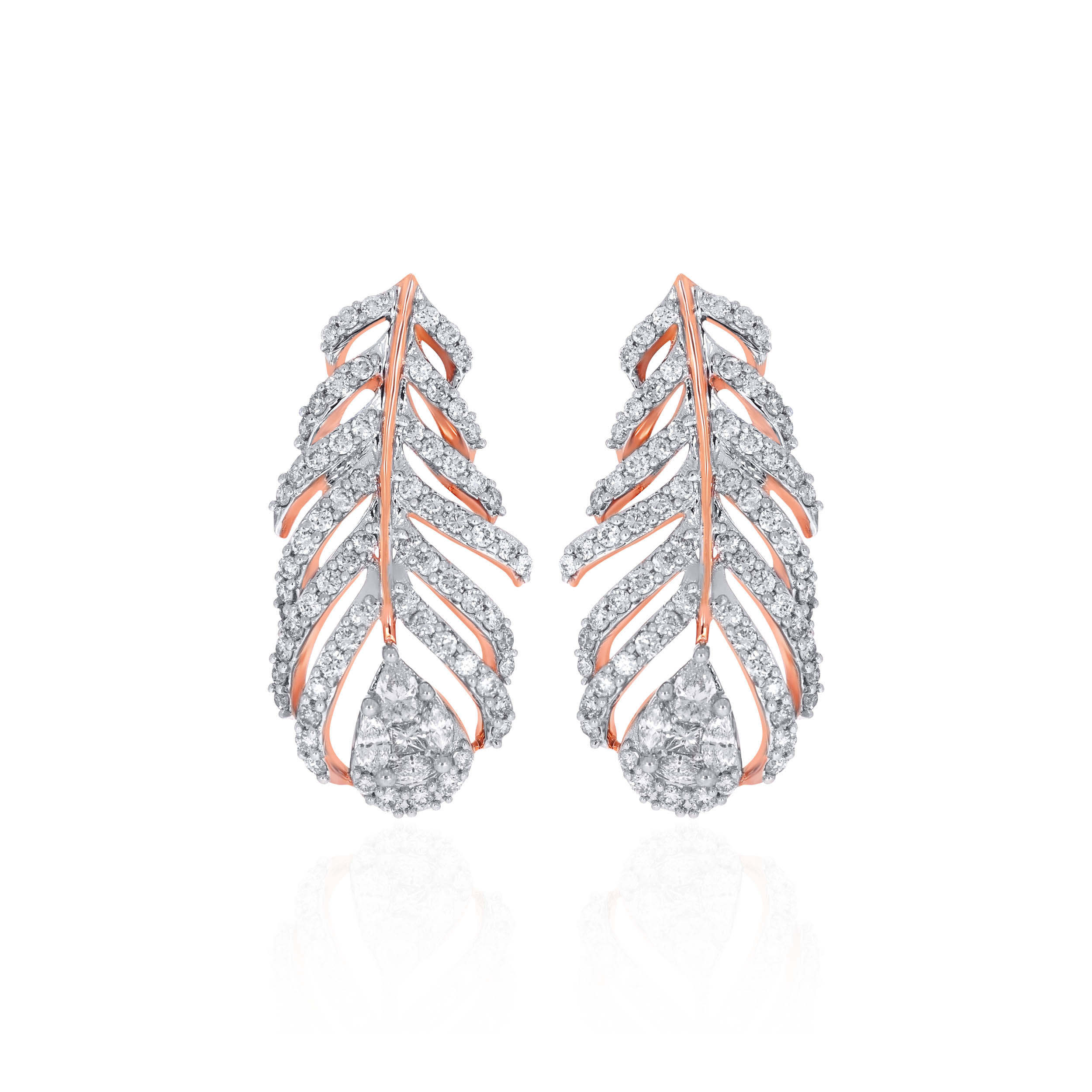 Feathery Shimmer Diamond Studs - Senco Gold and Diamonds