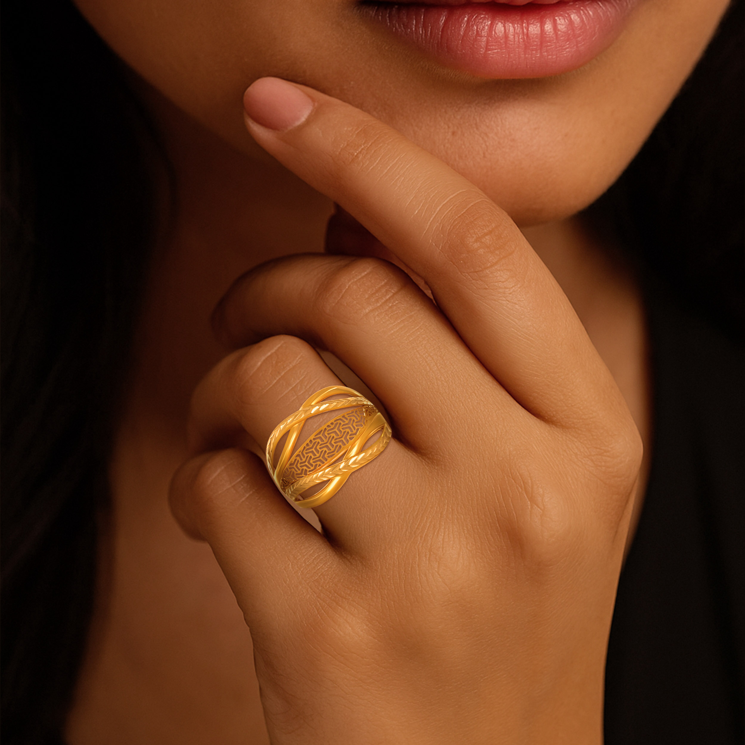 Flowy Weave Gold Ring - Senco Gold and Diamonds