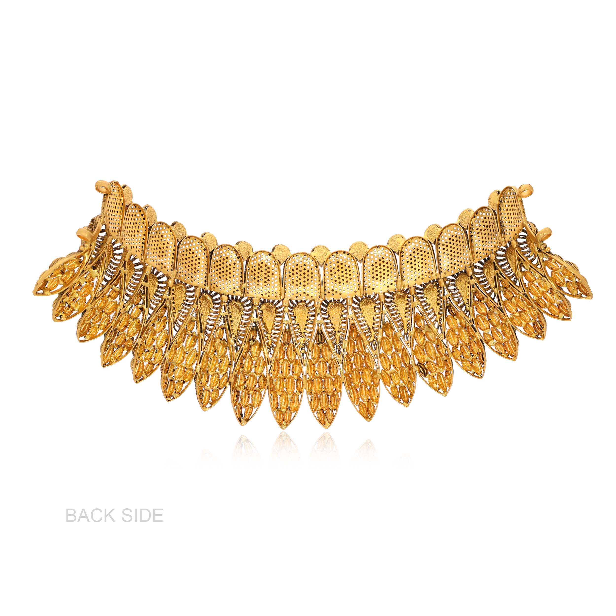Royal Feathers Antique Gold Choker Necklace - Senco Gold and Diamonds