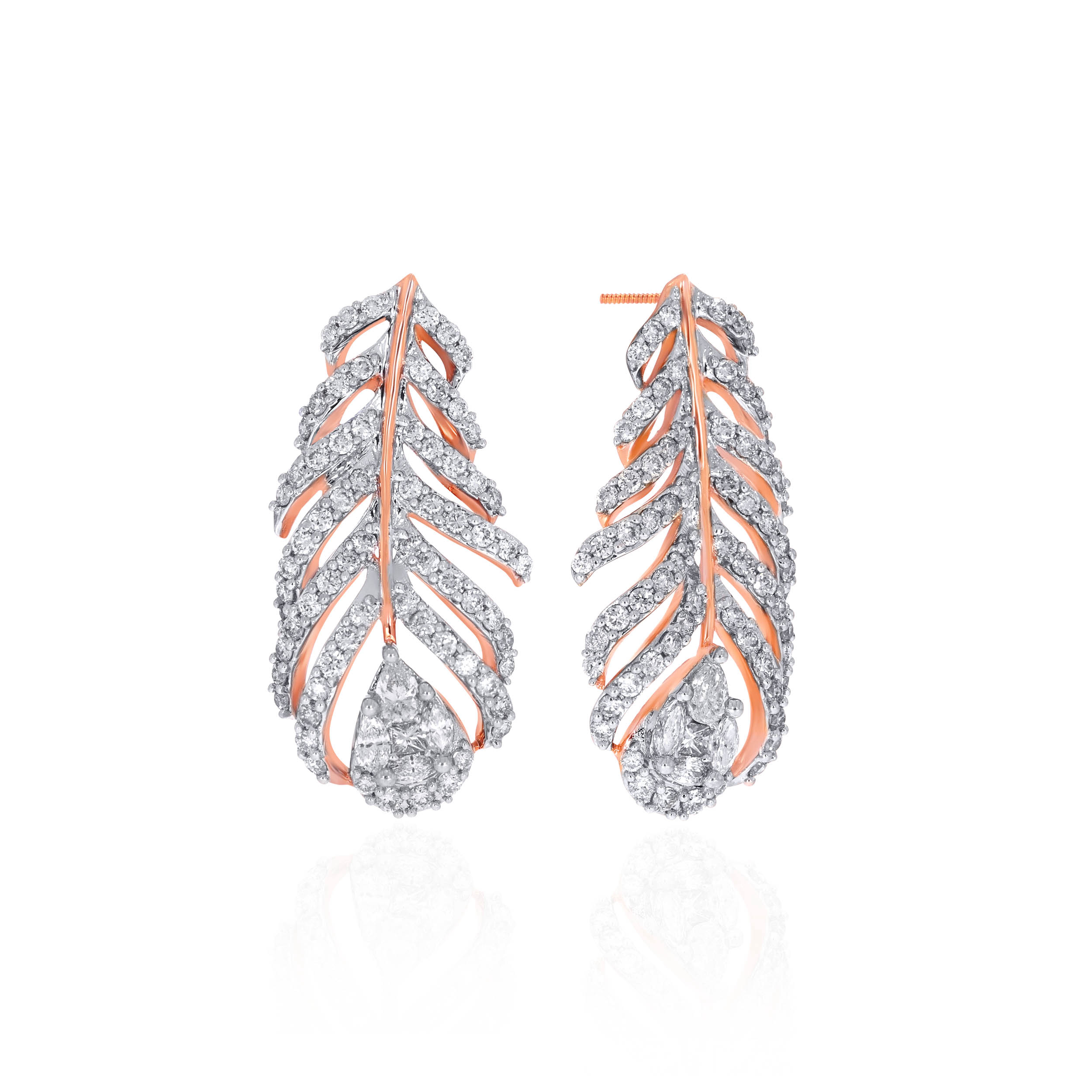 Feathery Shimmer Diamond Studs - Senco Gold and Diamonds