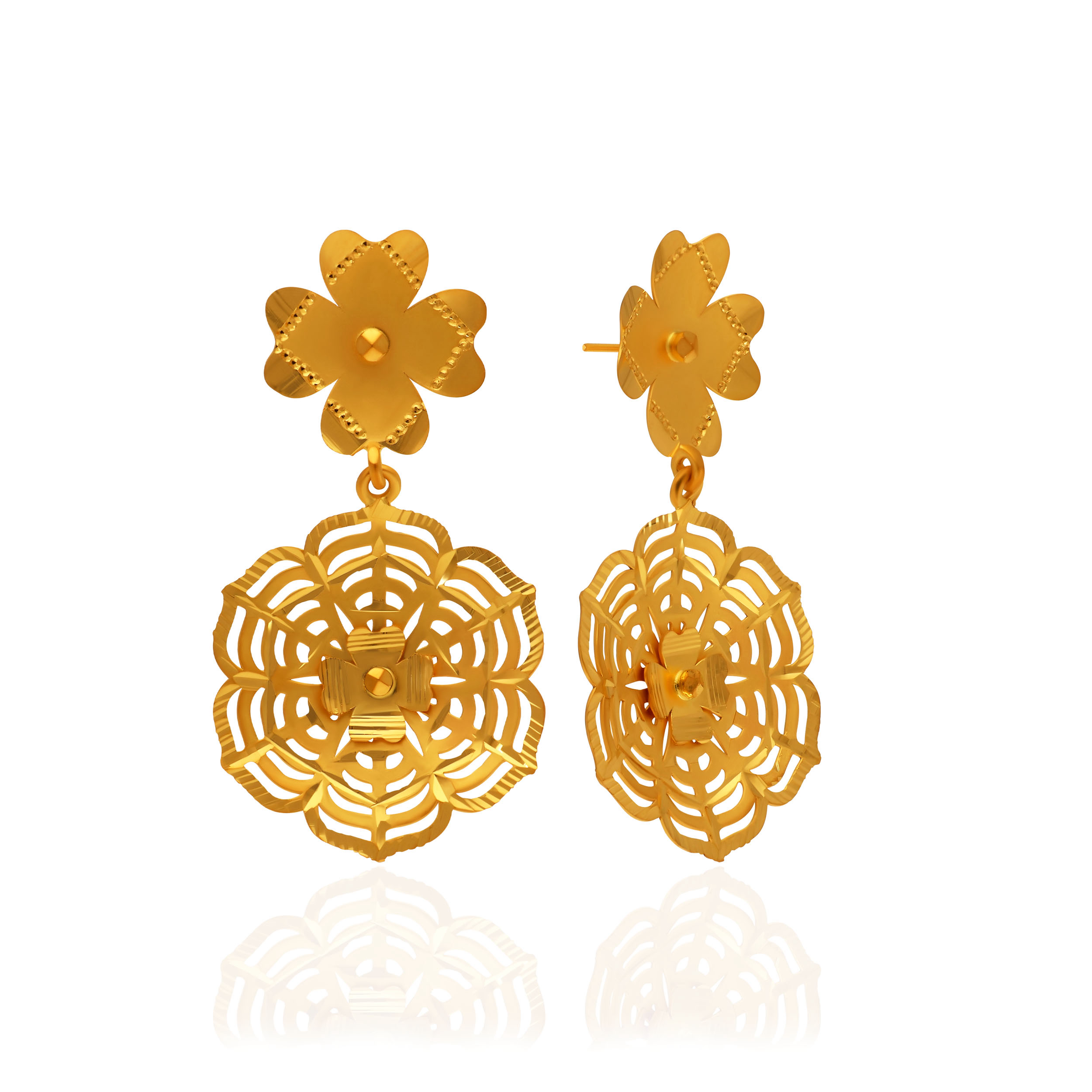 Rangoli Bloom Gold Earrings - Senco Gold and Diamonds