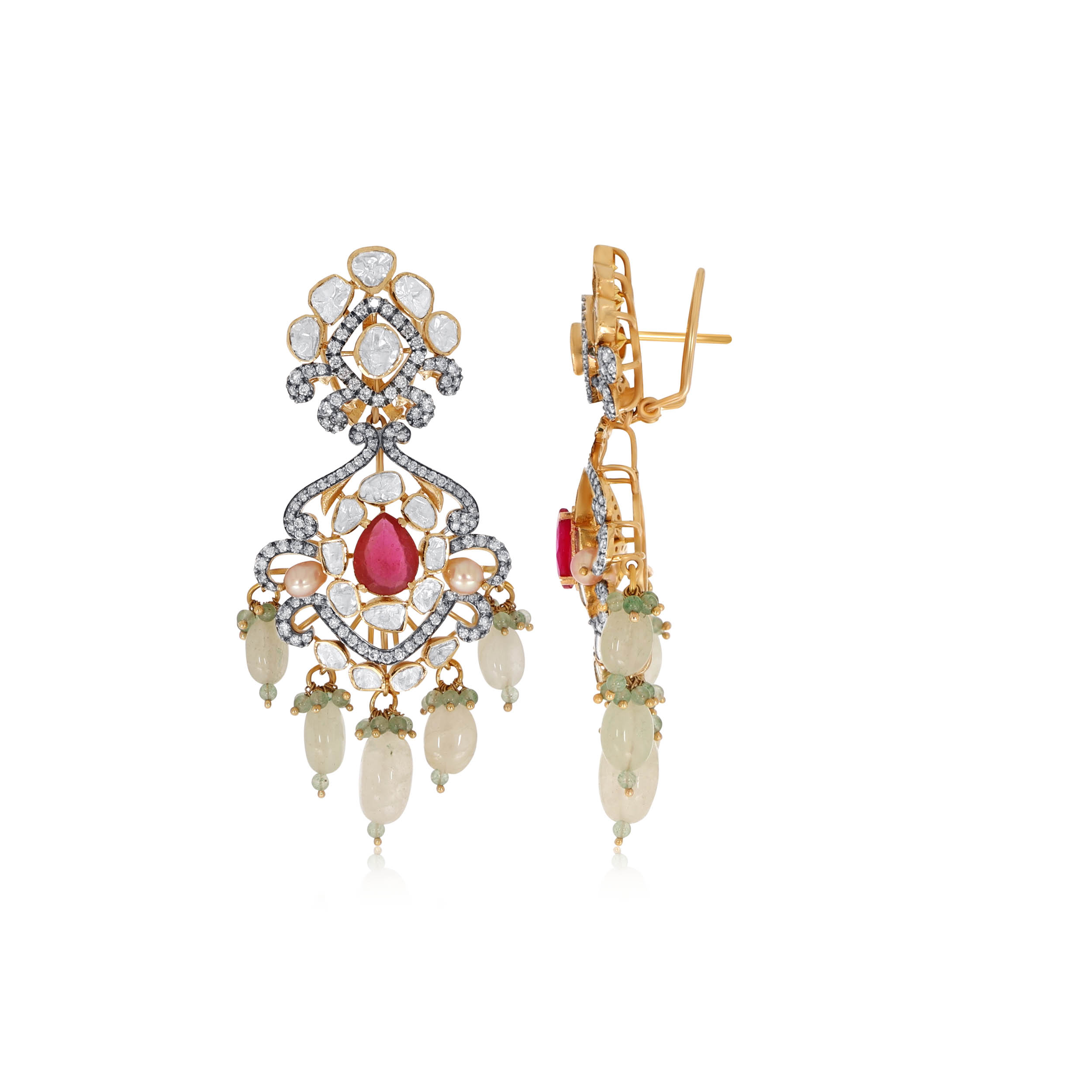 Incredible Raindrops Polki Diamond Danglers - Senco Gold and Diamonds
