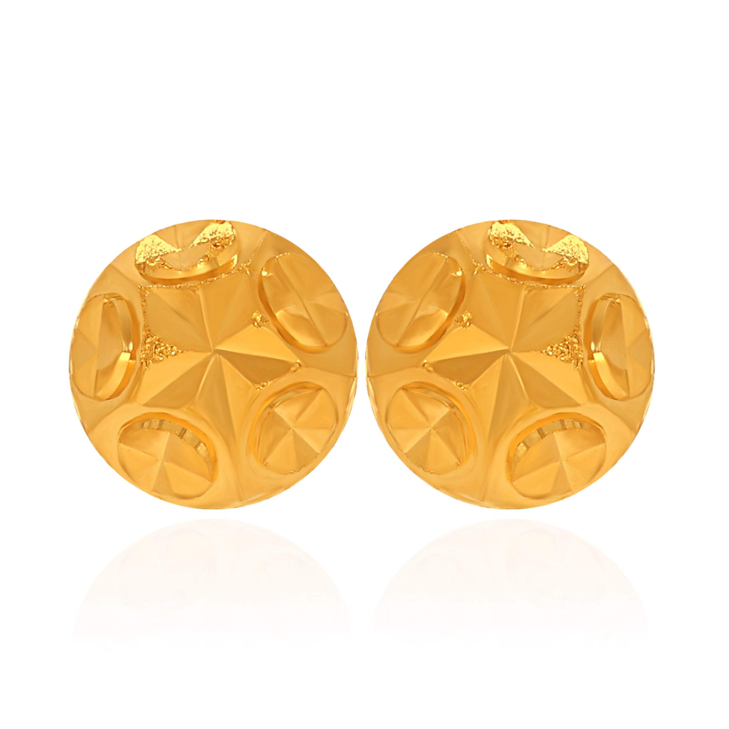 Glimmering Disc Gold Studs - Senco Gold and Diamonds