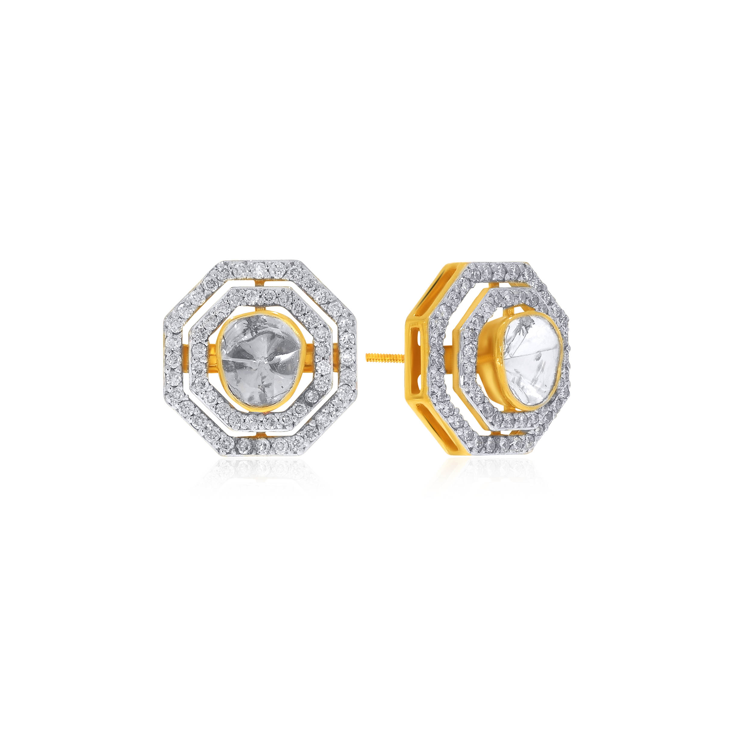 Hexa Glam Polki Diamond Studs - Senco Gold and Diamonds