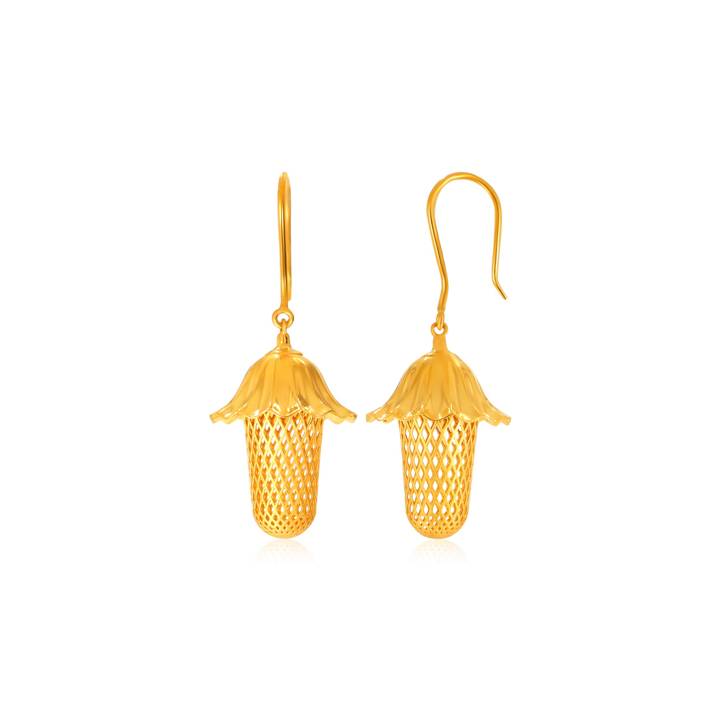 Nature's Wonder Gold Hook Earrings - Senco Gold and Diamonds