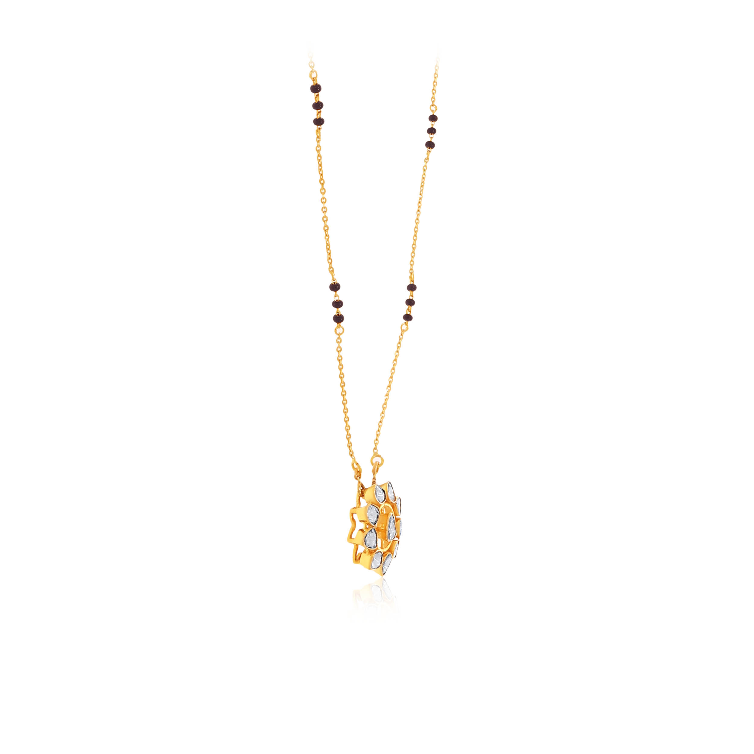 Shiny Sunflower Polki Mangalsutra - Senco Gold and Diamonds