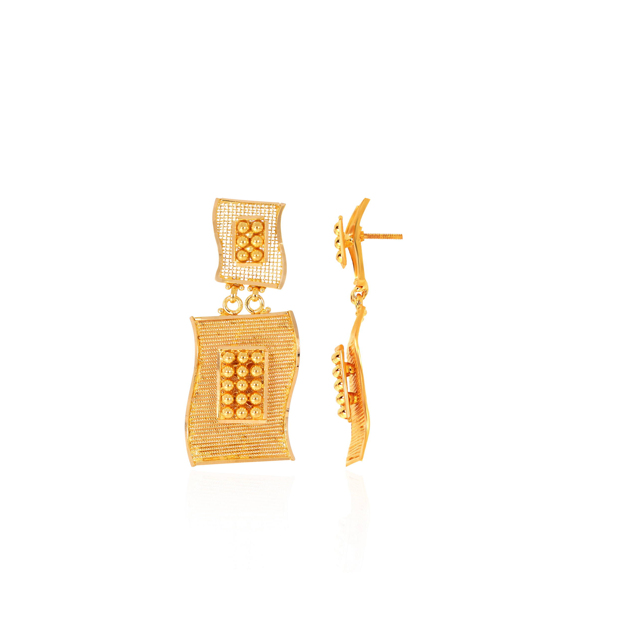 Modish Splendour Gold Drop Earrings - Senco Gold and Diamonds