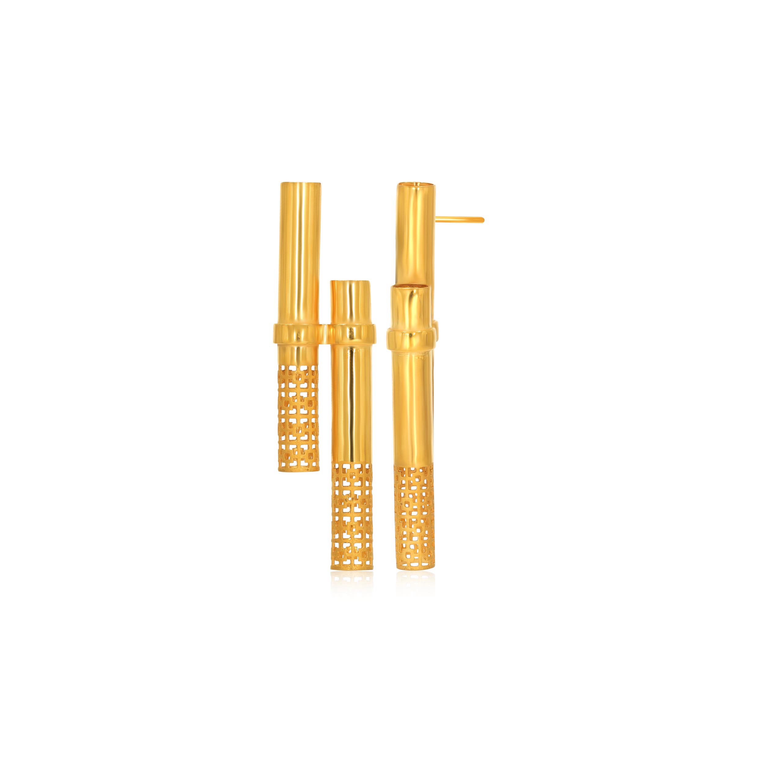 Linear Art Gold Earrings - Senco Gold and Diamonds