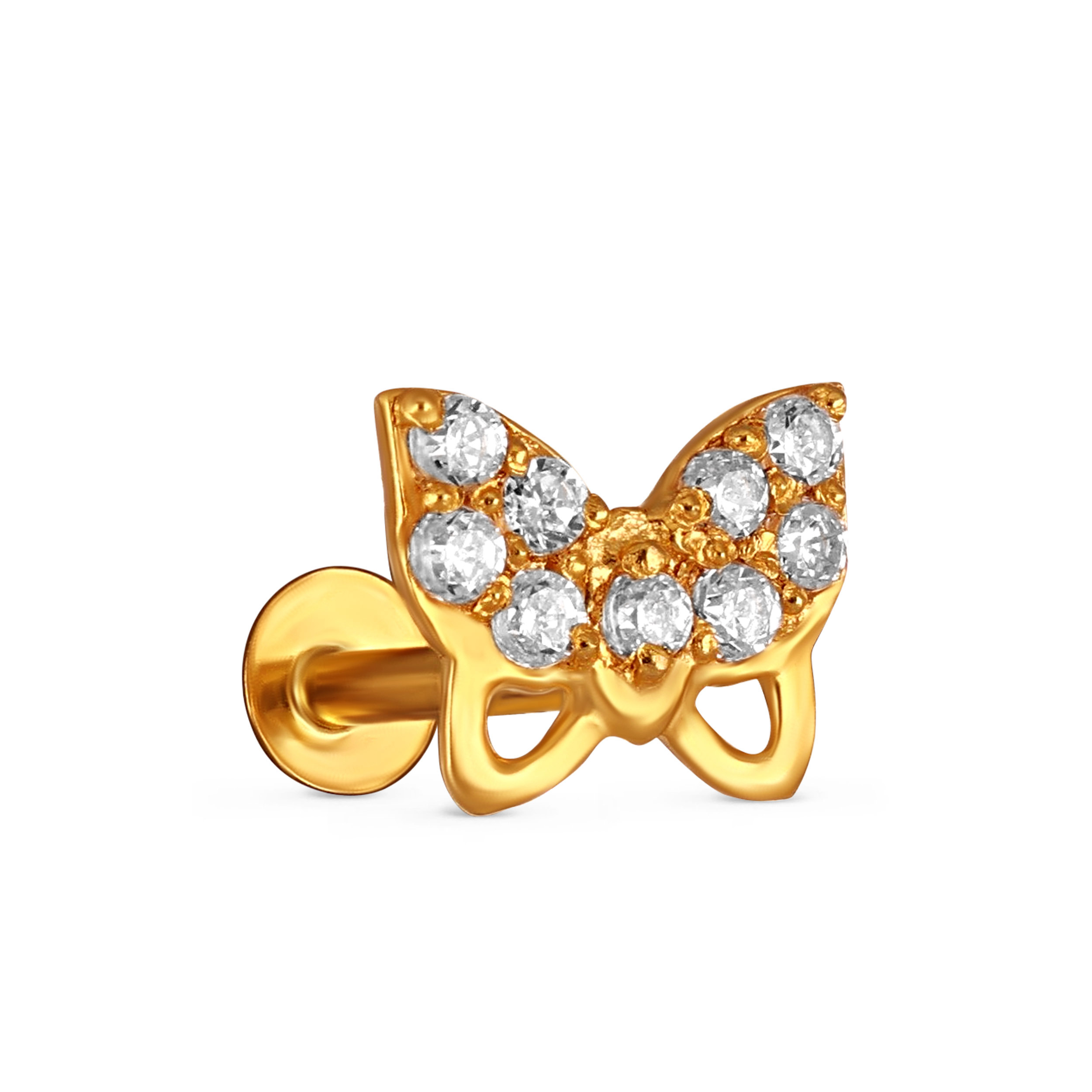 Exquisite Bow Gold Nose Pin - Senco Gold and Diamonds