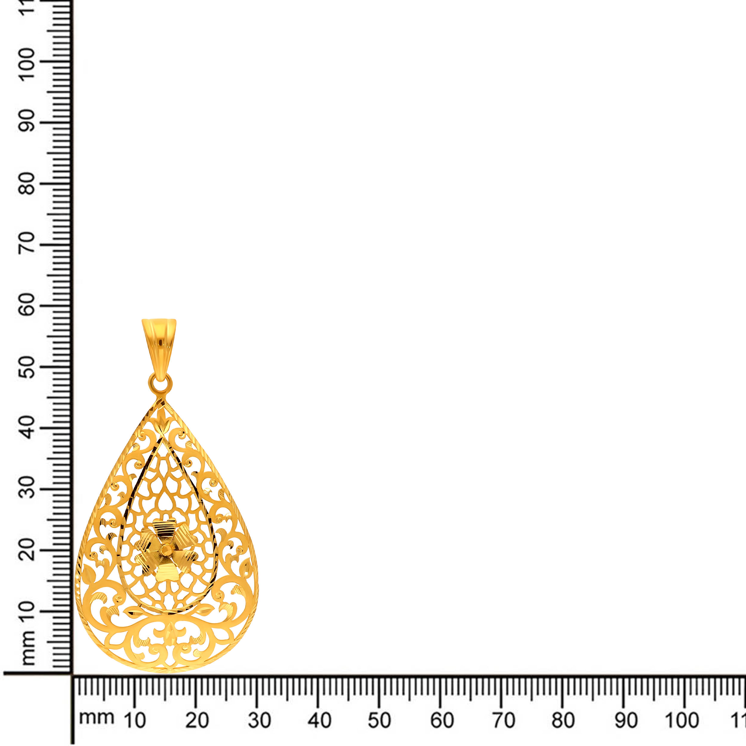 Sunlit Filigree Teardrop Gold Pendant - Senco Gold and Diamonds