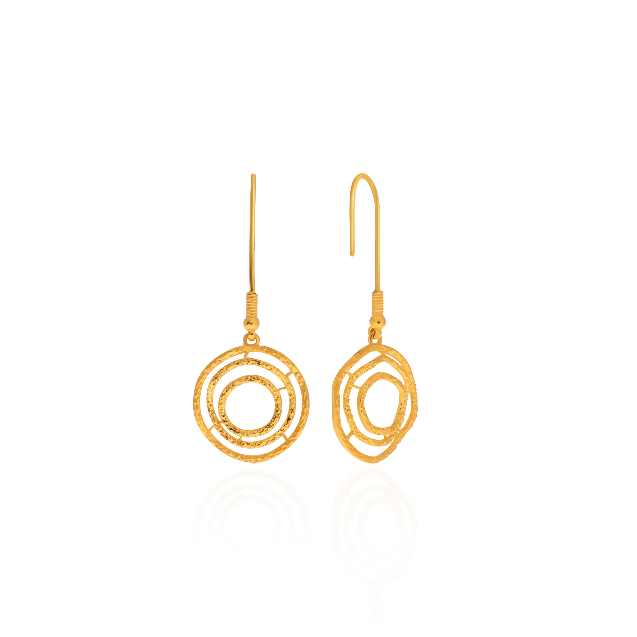 Celestial Orbs Gold Hook Earrings - Senco Gold and Diamonds