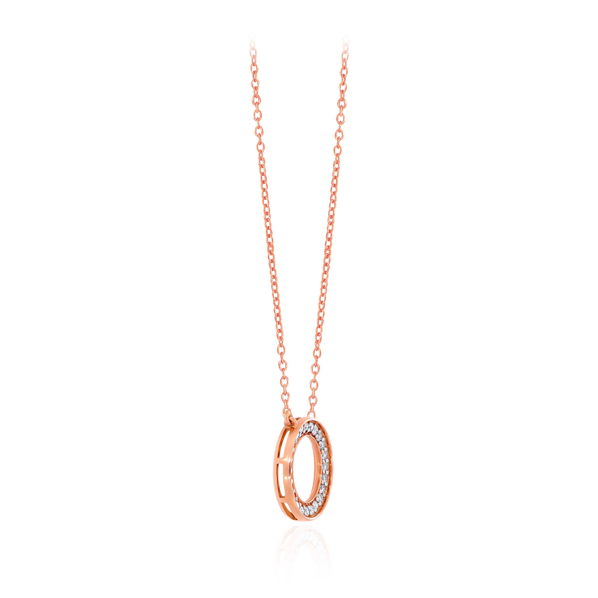 Petite Circle Diamond Chain Pendant - Senco Gold and Diamonds