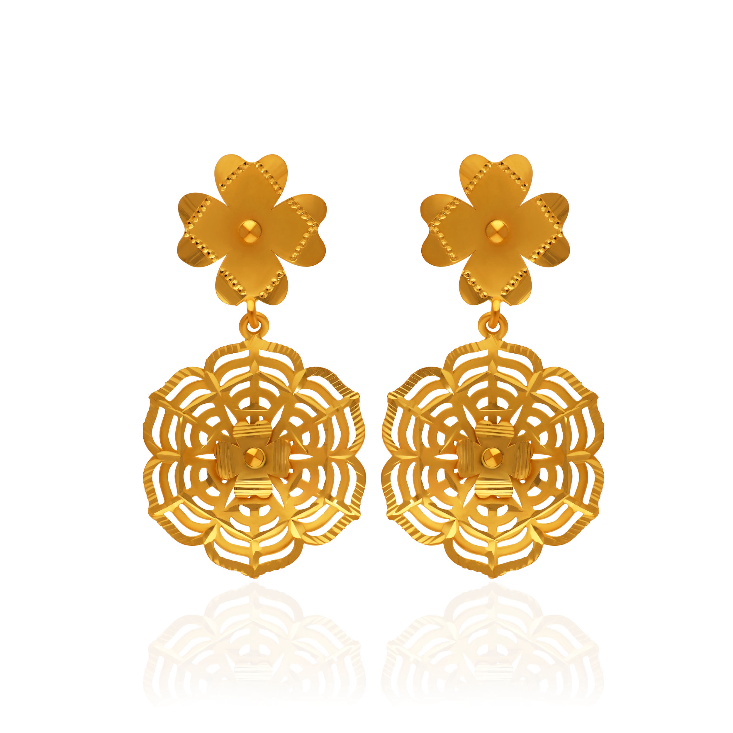Rangoli Bloom Gold Earrings - Senco Gold and Diamonds