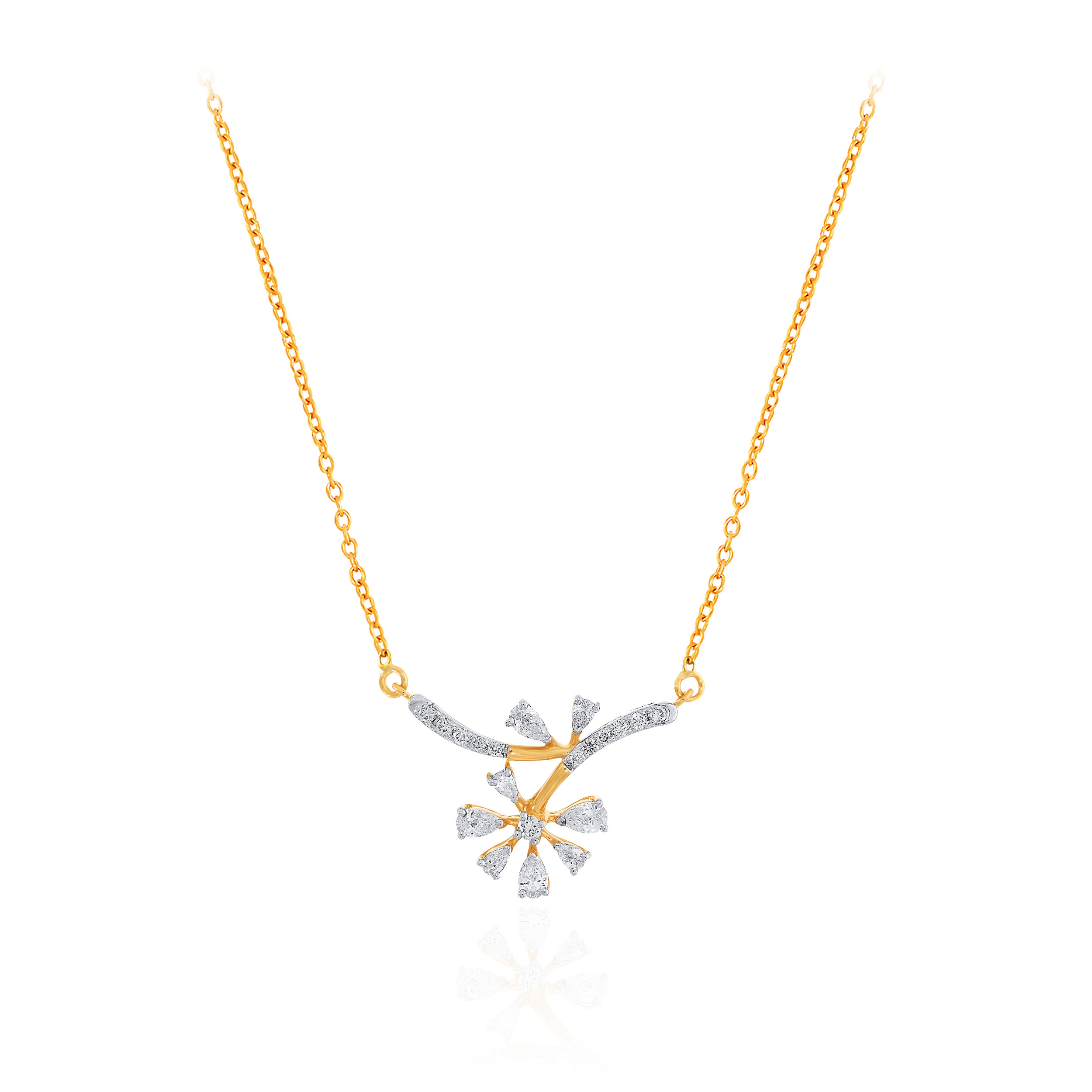 Lyrical Swirl Diamond Chain Pendant - Senco Gold and Diamonds