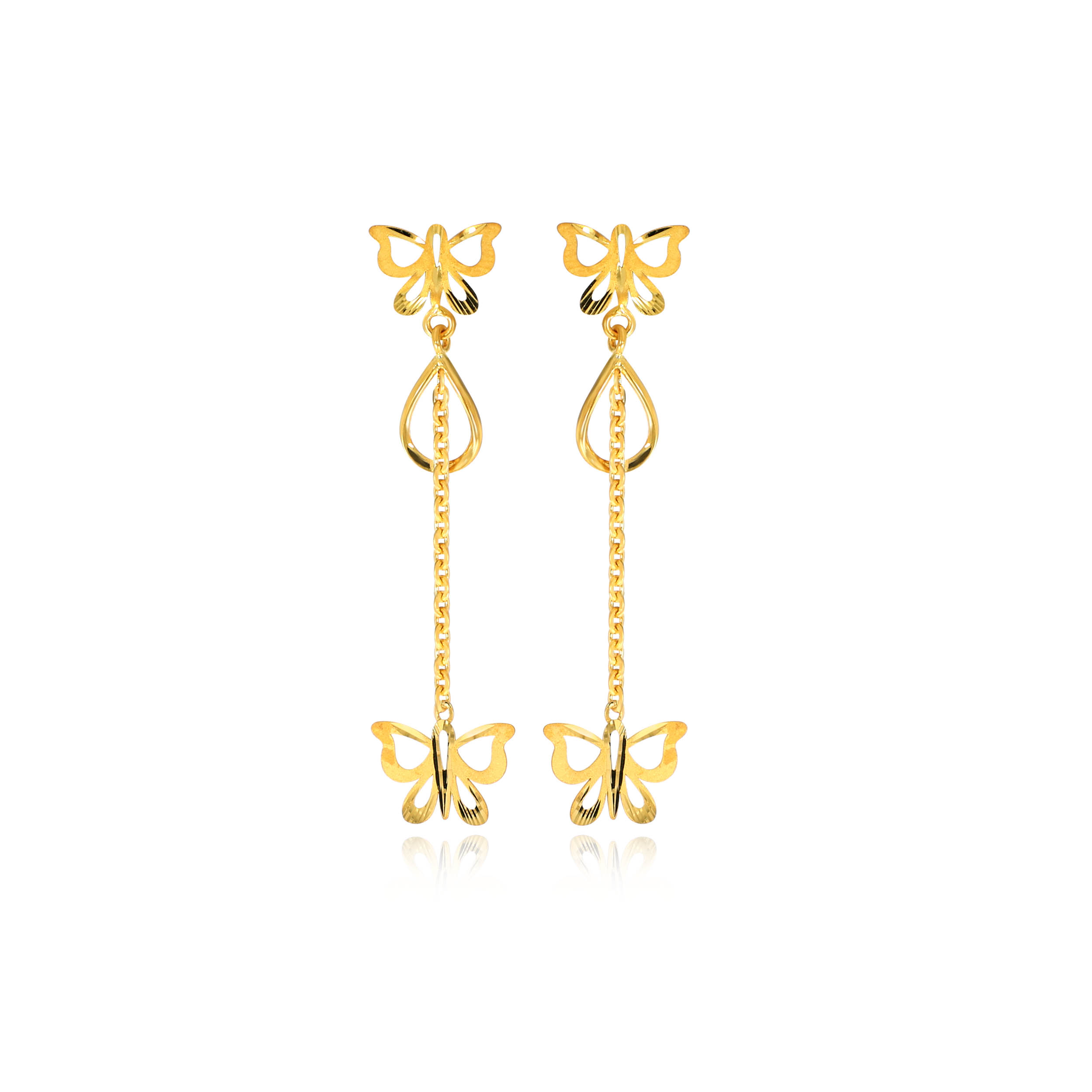 Self Expressive Gold Long Earrings - Senco Gold and Diamonds