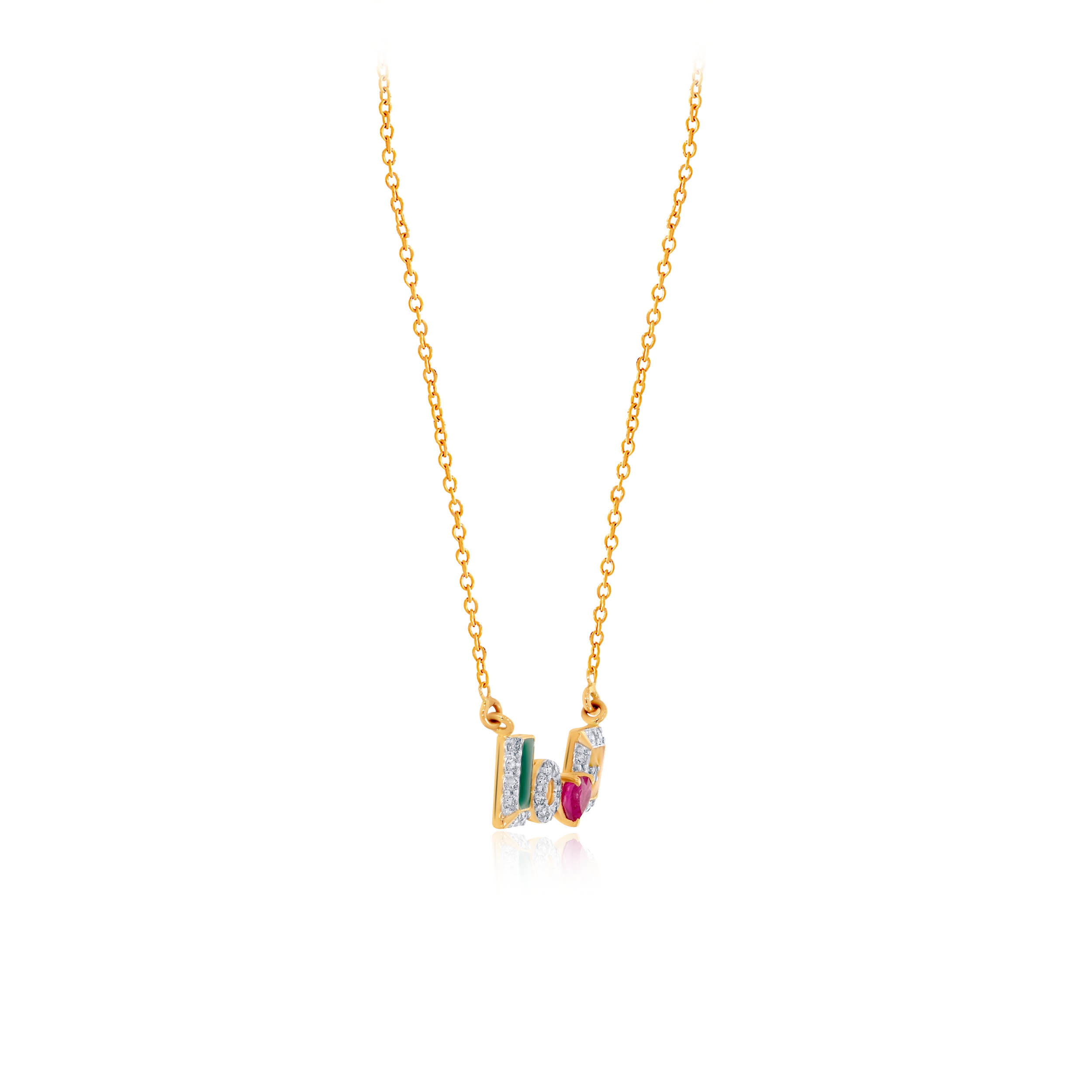 Shimmery Love Diamond Chain Pendant - Senco Gold and Diamonds