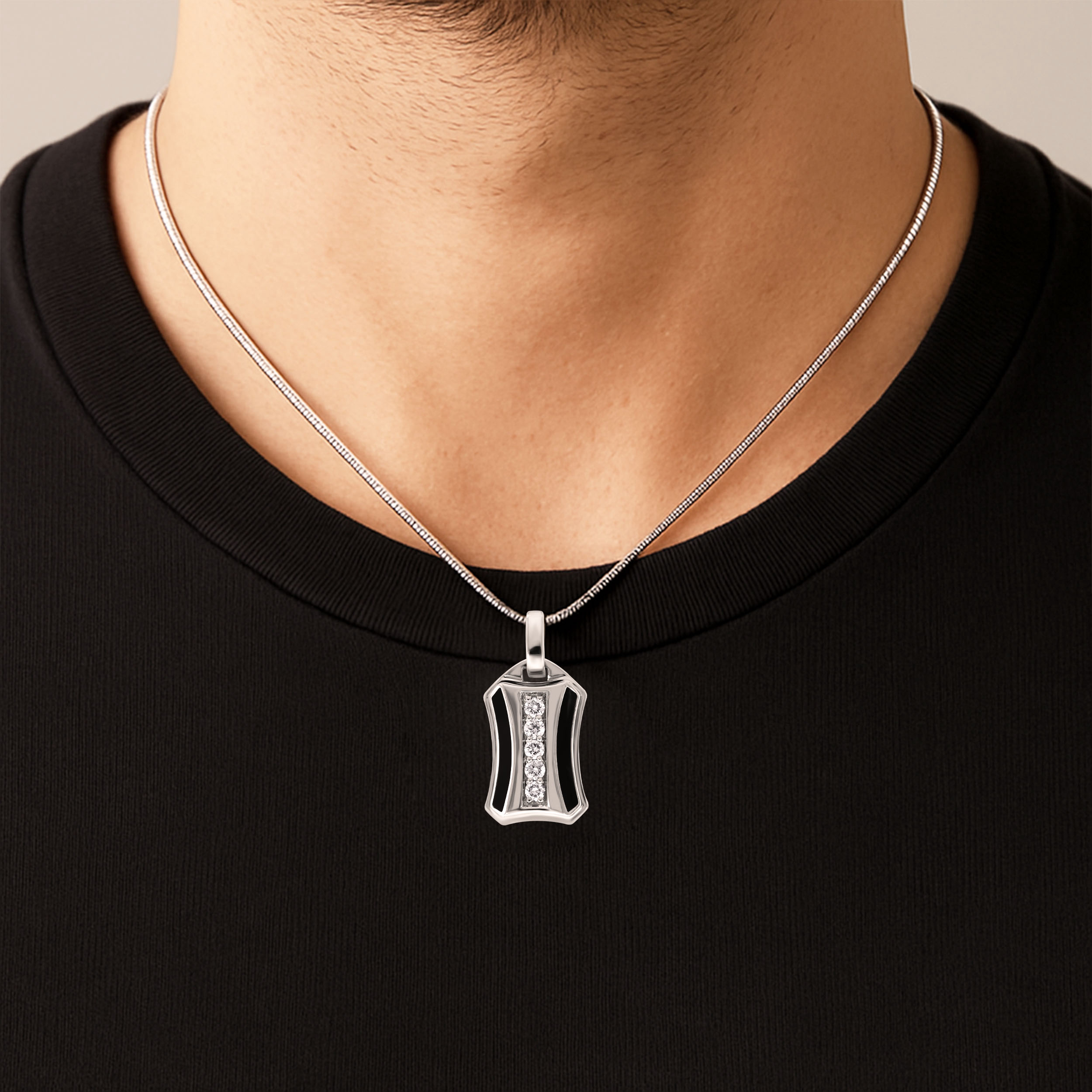 Nova Strike Men's Platinum Pendant - Senco Gold and Diamonds