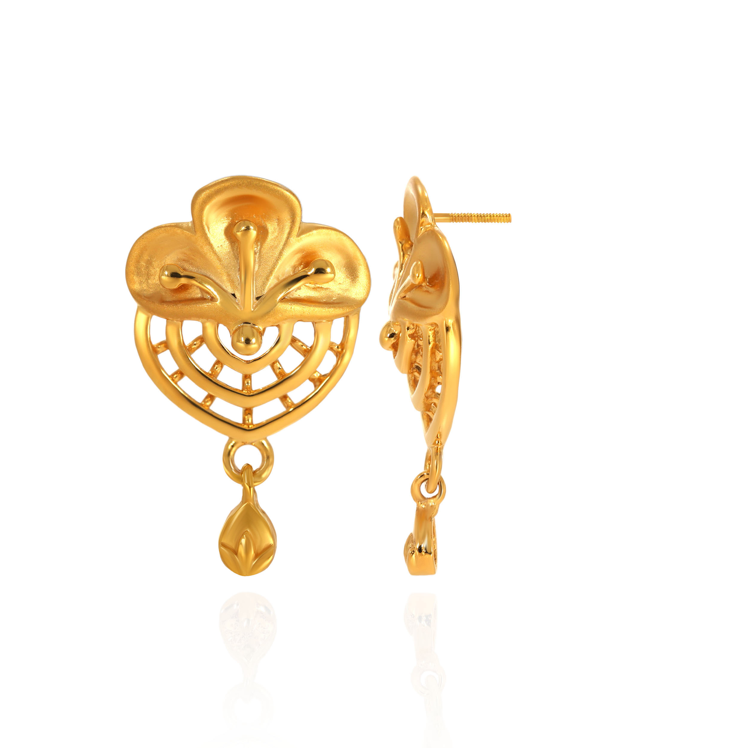 Gleaming Bud Gold Drop Earrings - Senco Gold and Diamonds