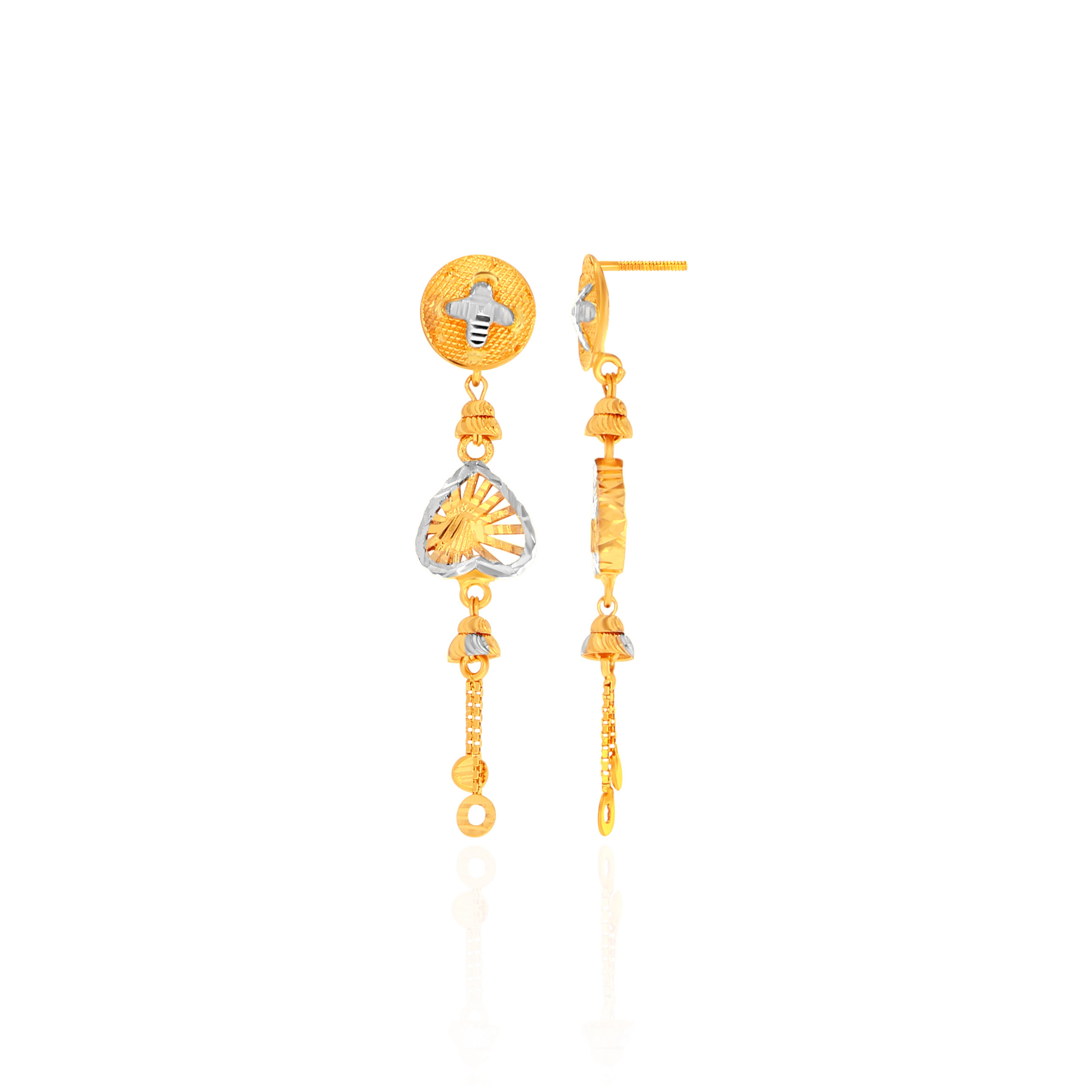 Fluid Silhouette Rhodium Gold Dangler Earrings - Senco Gold and Diamonds