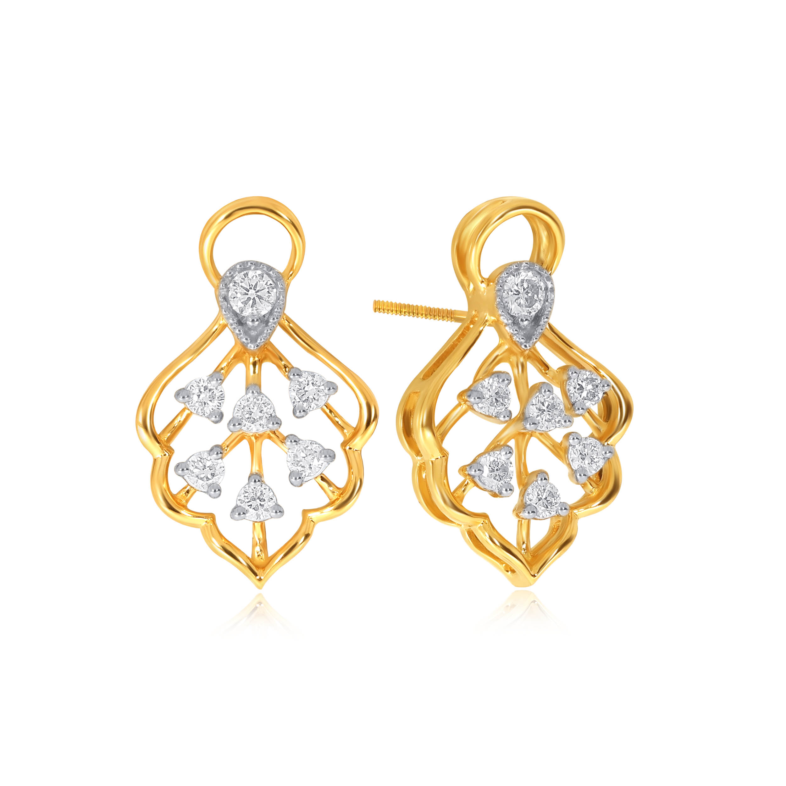 Tropical Leaf Diamond Studs - Senco Gold and Diamonds