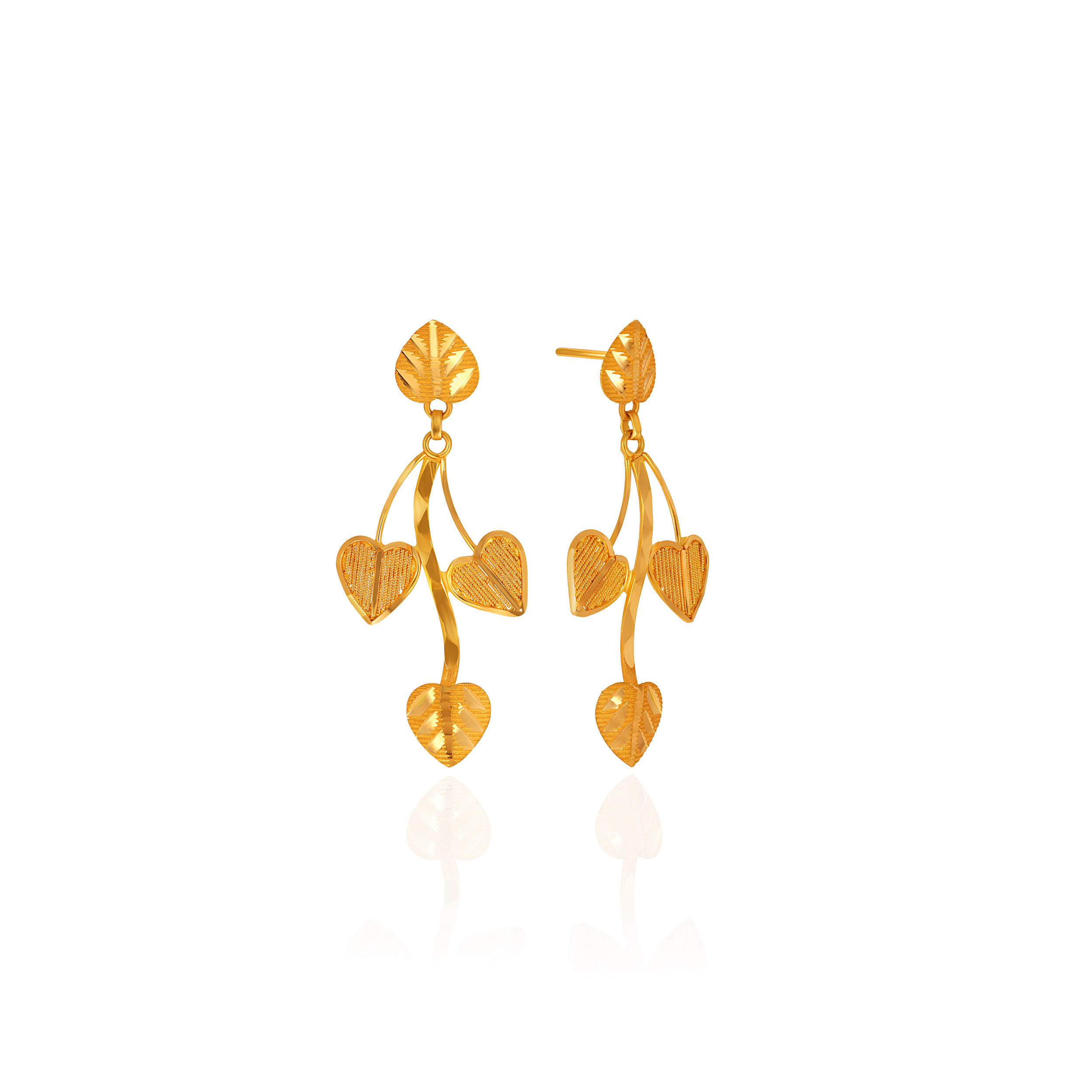 Modern Petal Gold Drop Earrings - Senco Gold and Diamonds