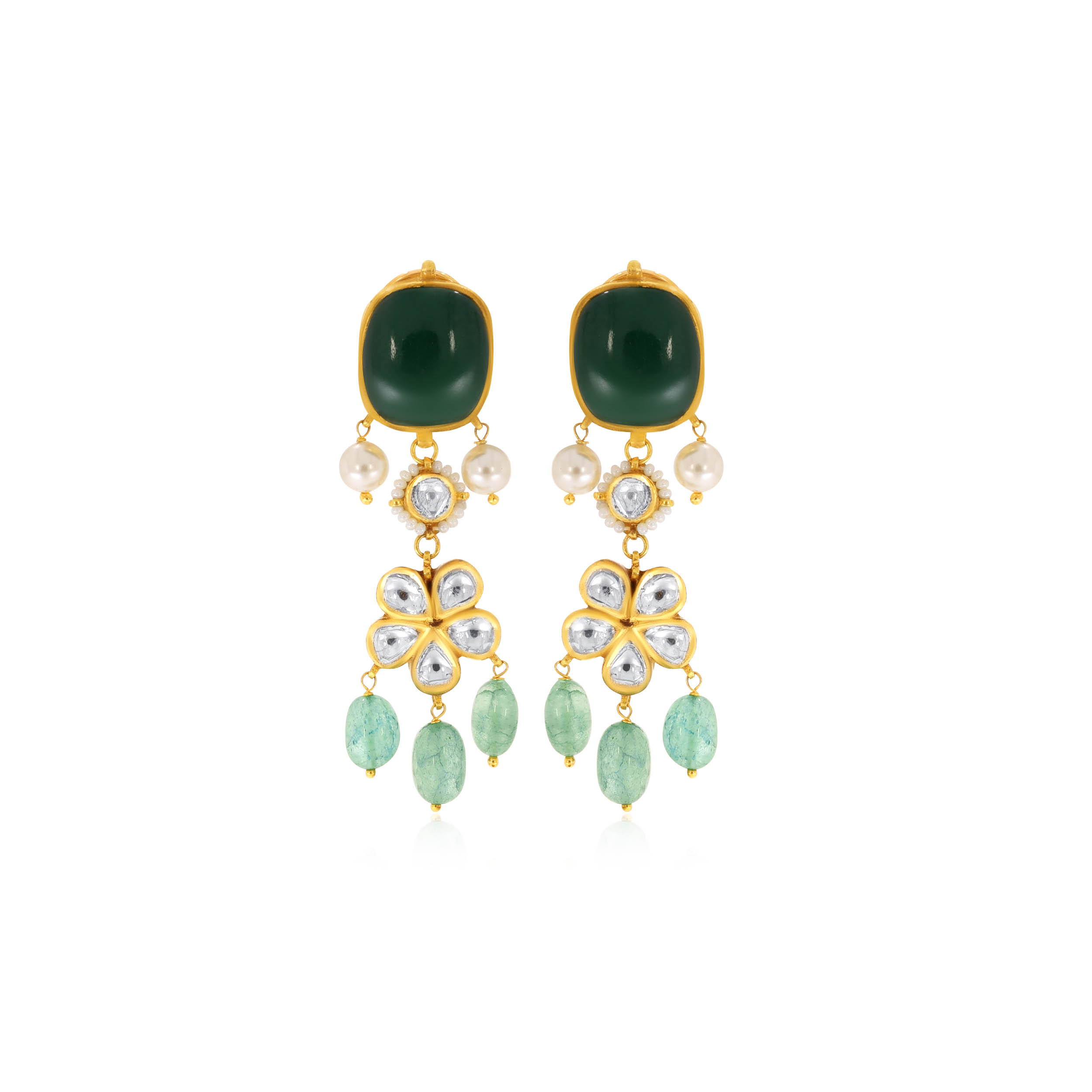Floral Whispers Polki Earrings - Senco Gold and Diamonds