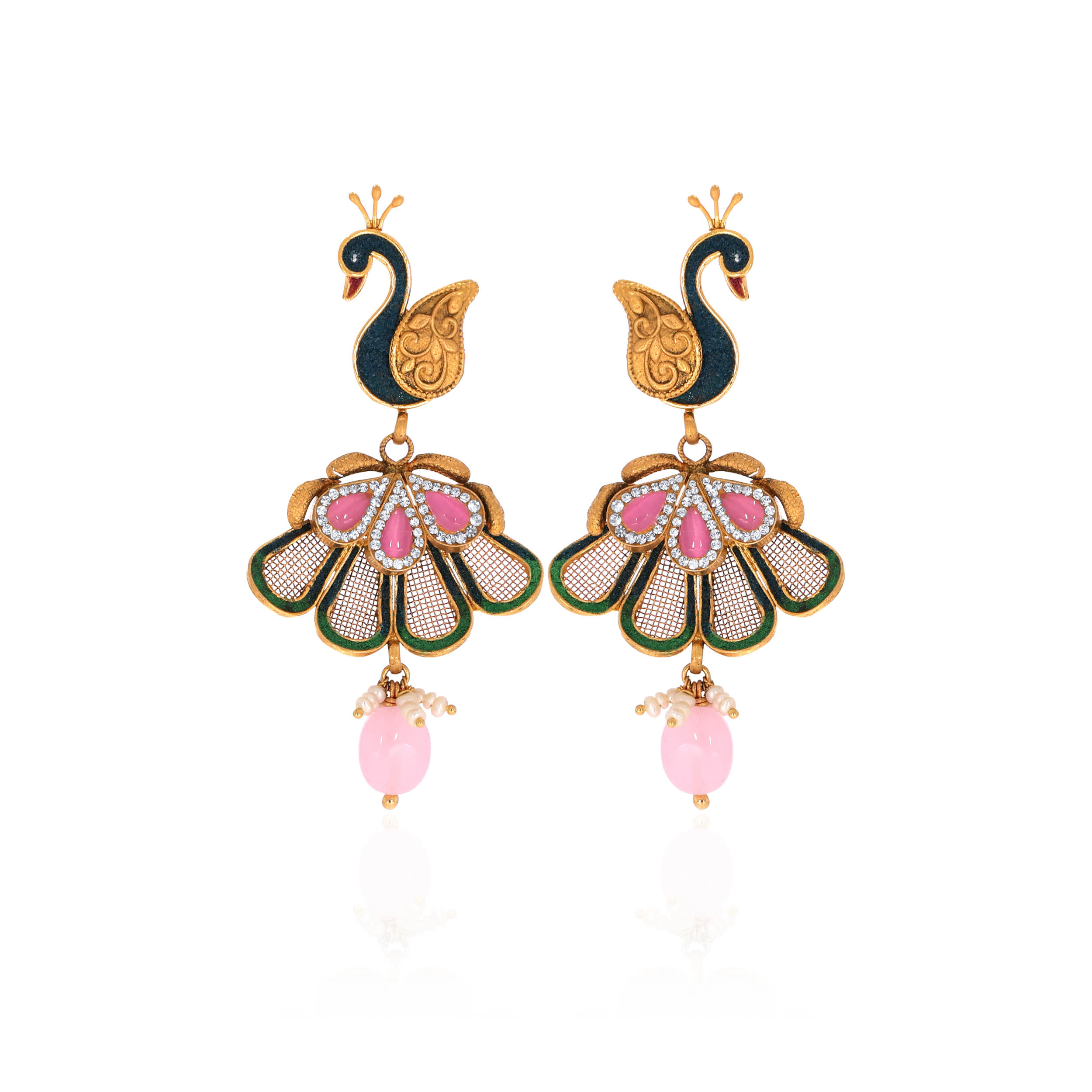 22K Yellow Gold Kundan Drop Earrings-GPNGP-D000765136 - Senco Gold and Diamonds
