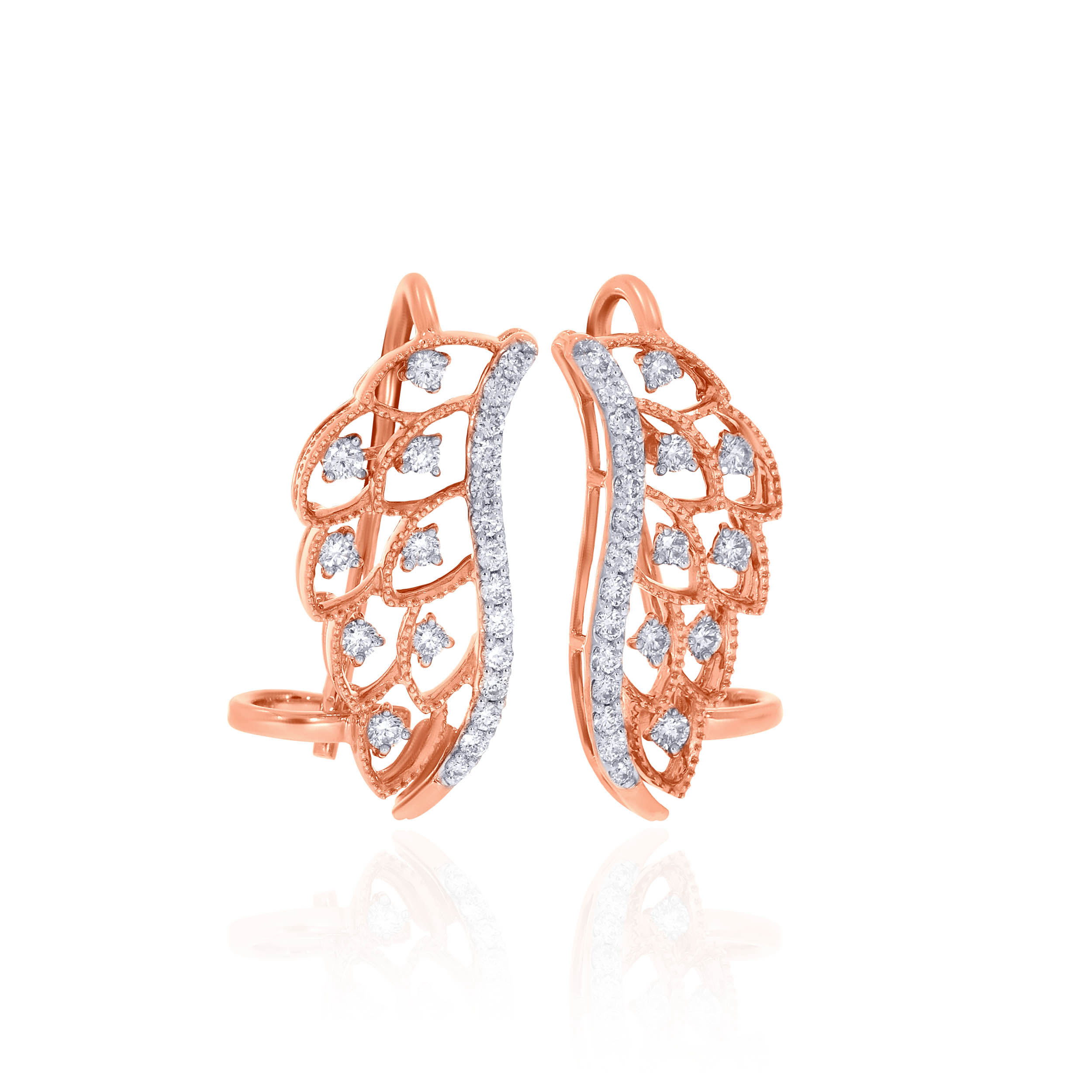 14K Rose Gold Diamond Hoop Earrings-DT-D000667411 - Senco Gold and Diamonds