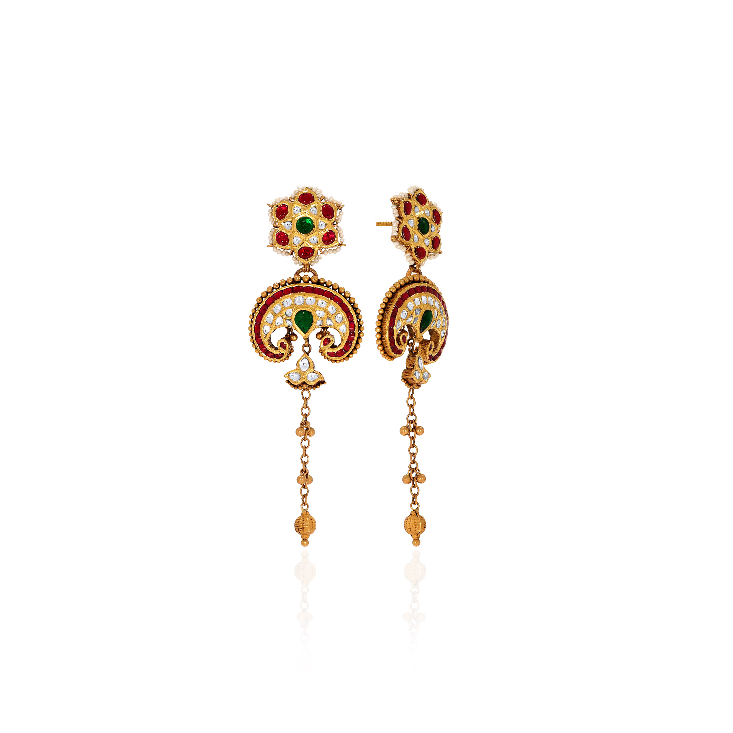 22K Yellow Gold Kundan Earrings-GPGN-D000788479 - Senco Gold and Diamonds