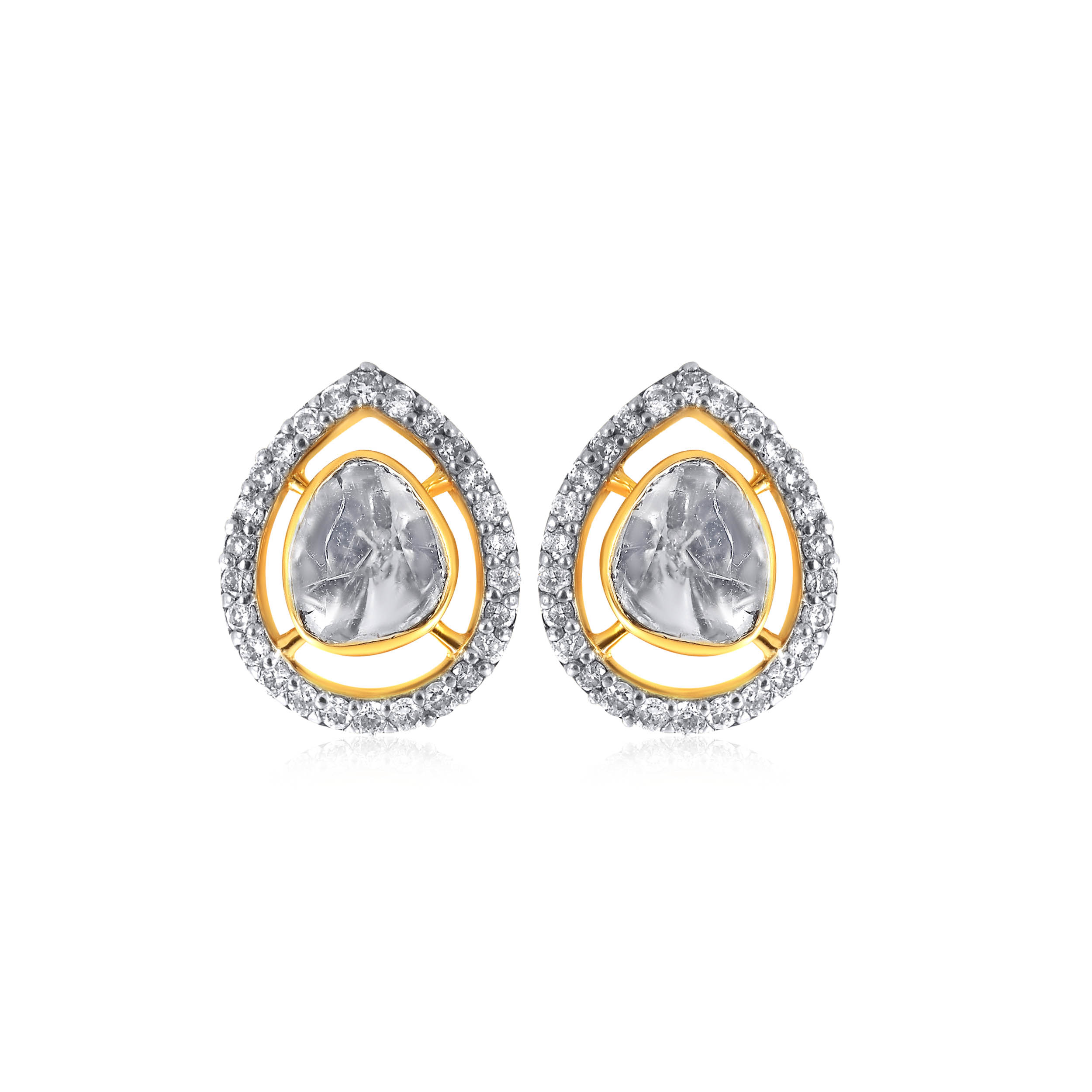 Shiny Drop Polki Diamond Studs - Senco Gold and Diamonds