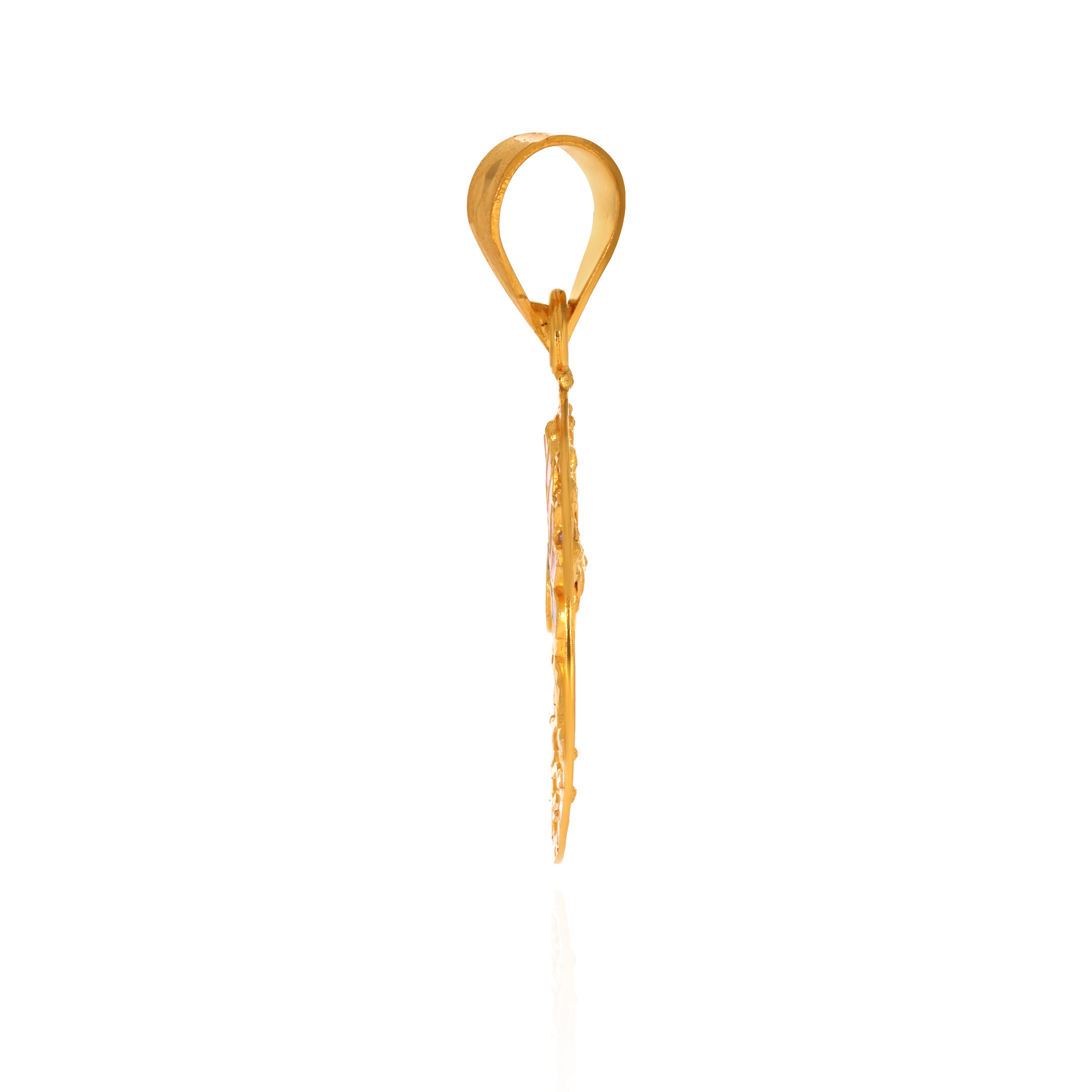 Lotus Meenakari Gold Pendant - Senco Gold and Diamonds