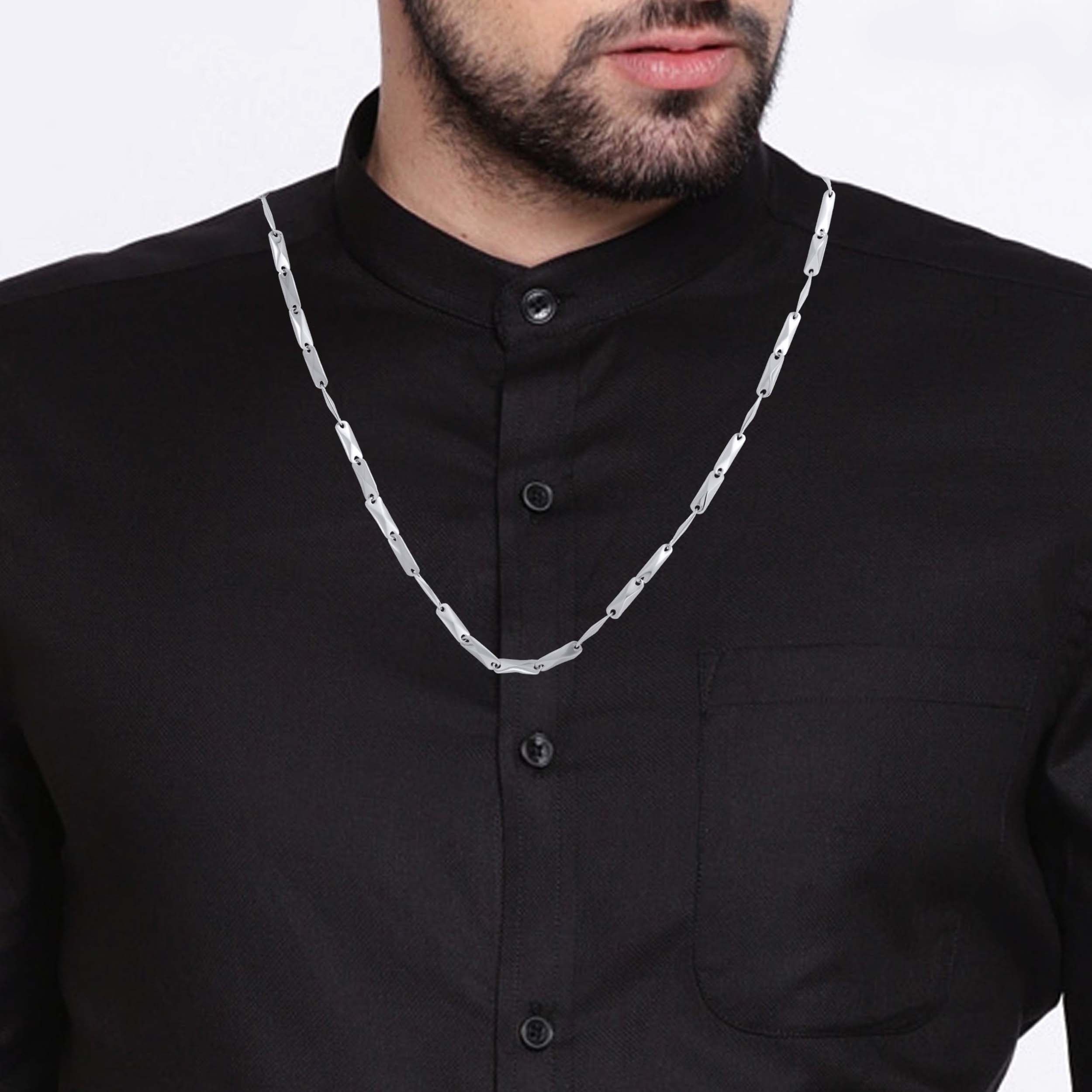 Geometric Shine Men Platinum Chain - Senco Gold and Diamonds