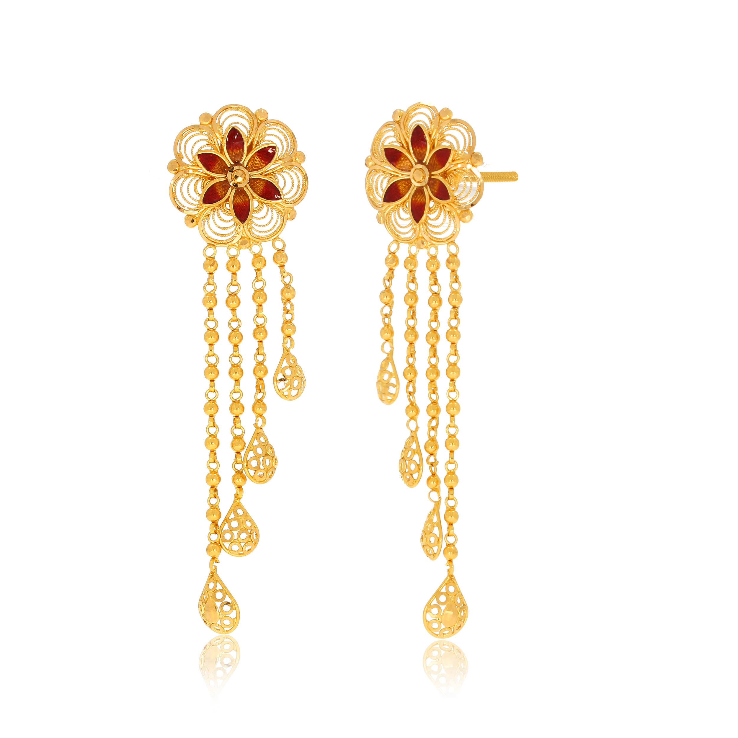 Floral Art Gold Earrings - Senco Gold and Diamonds