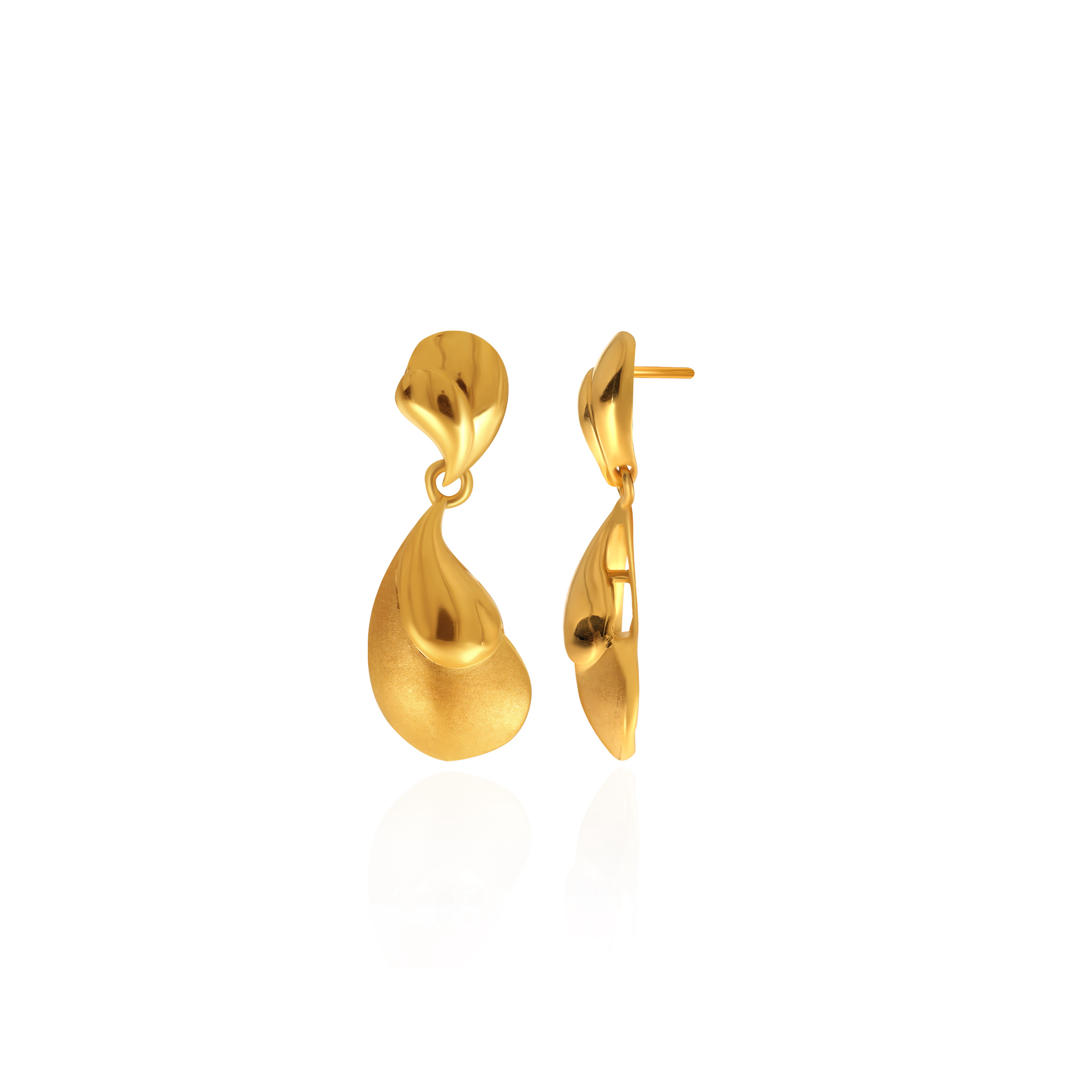 Overlapping Petals Gold Drop Earrings - Senco Gold and Diamonds