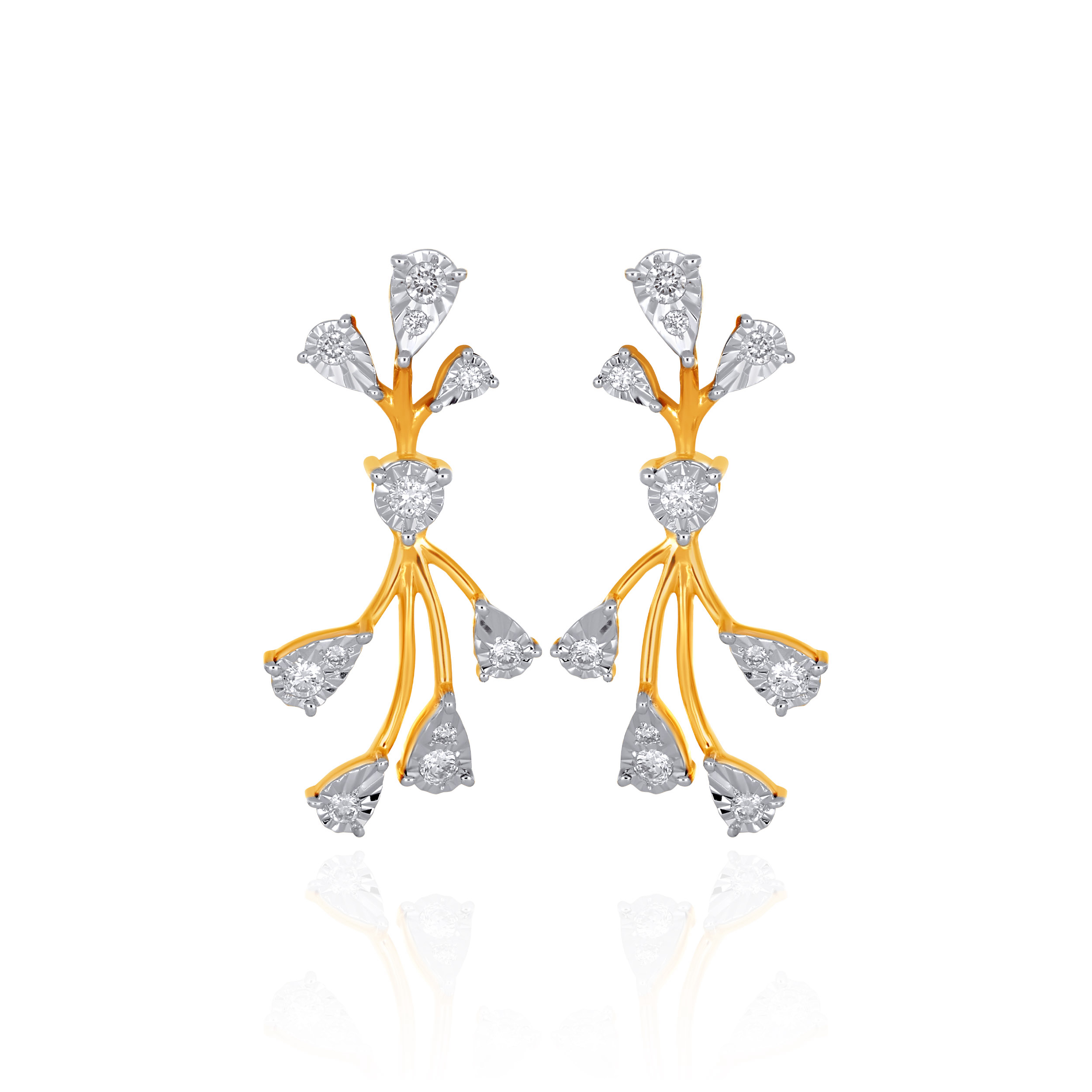 Petal Cascade Diamond Drop Earrings - Senco Gold and Diamonds