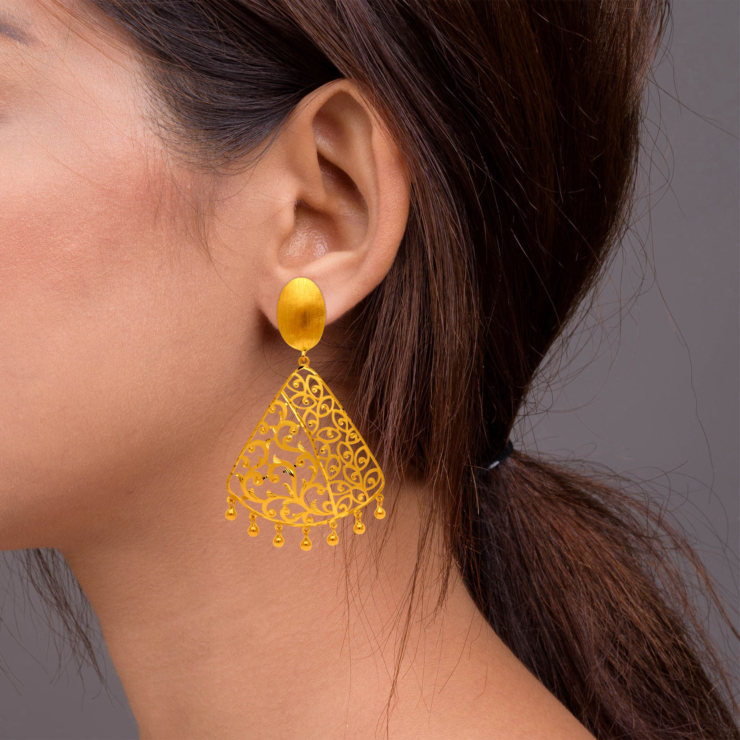 22K Yellow Gold Danglers Earrings-GP-SAD0005773 - Senco Gold and Diamonds