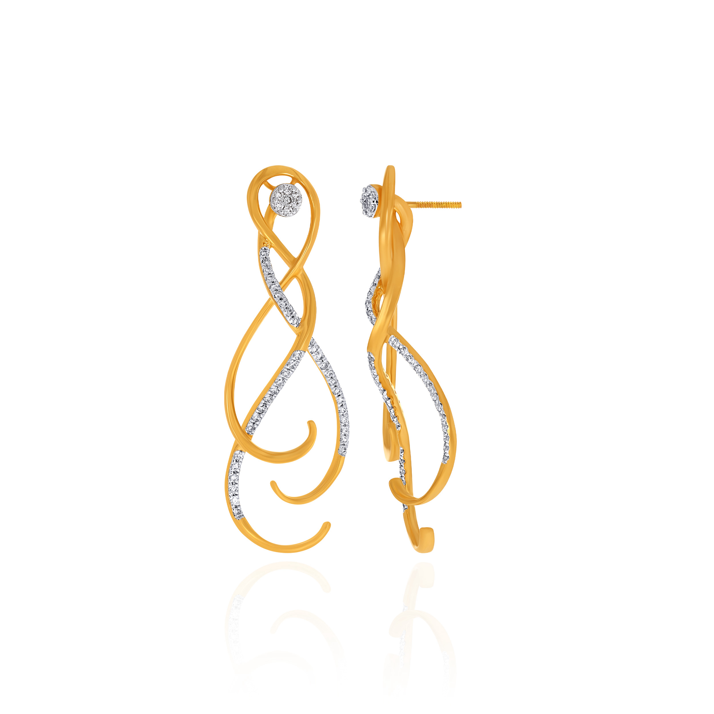 Lustrous Twirl Diamond Earrings - Senco Gold and Diamonds