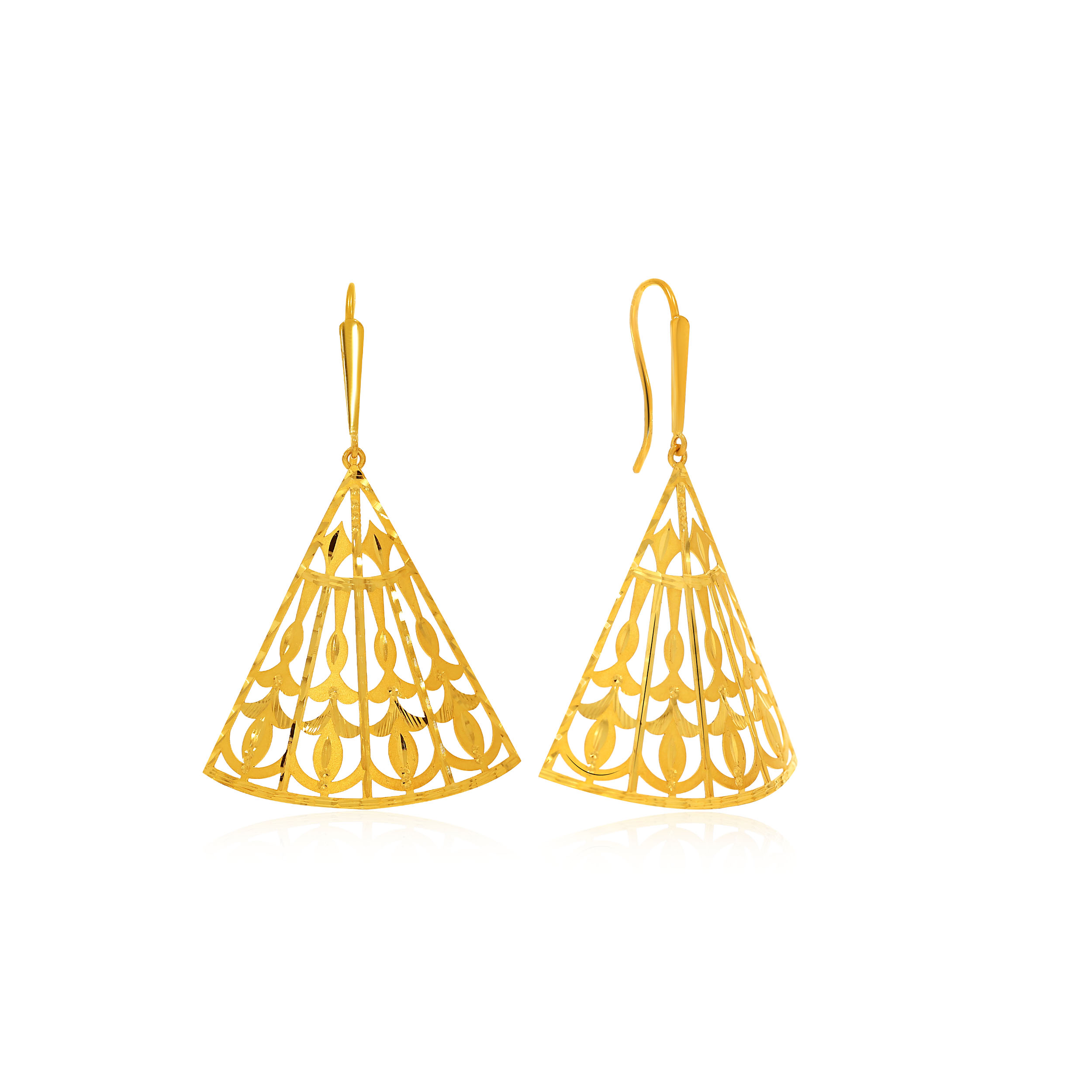Beauteous Flare Gold Hook Earrings - Senco Gold and Diamonds