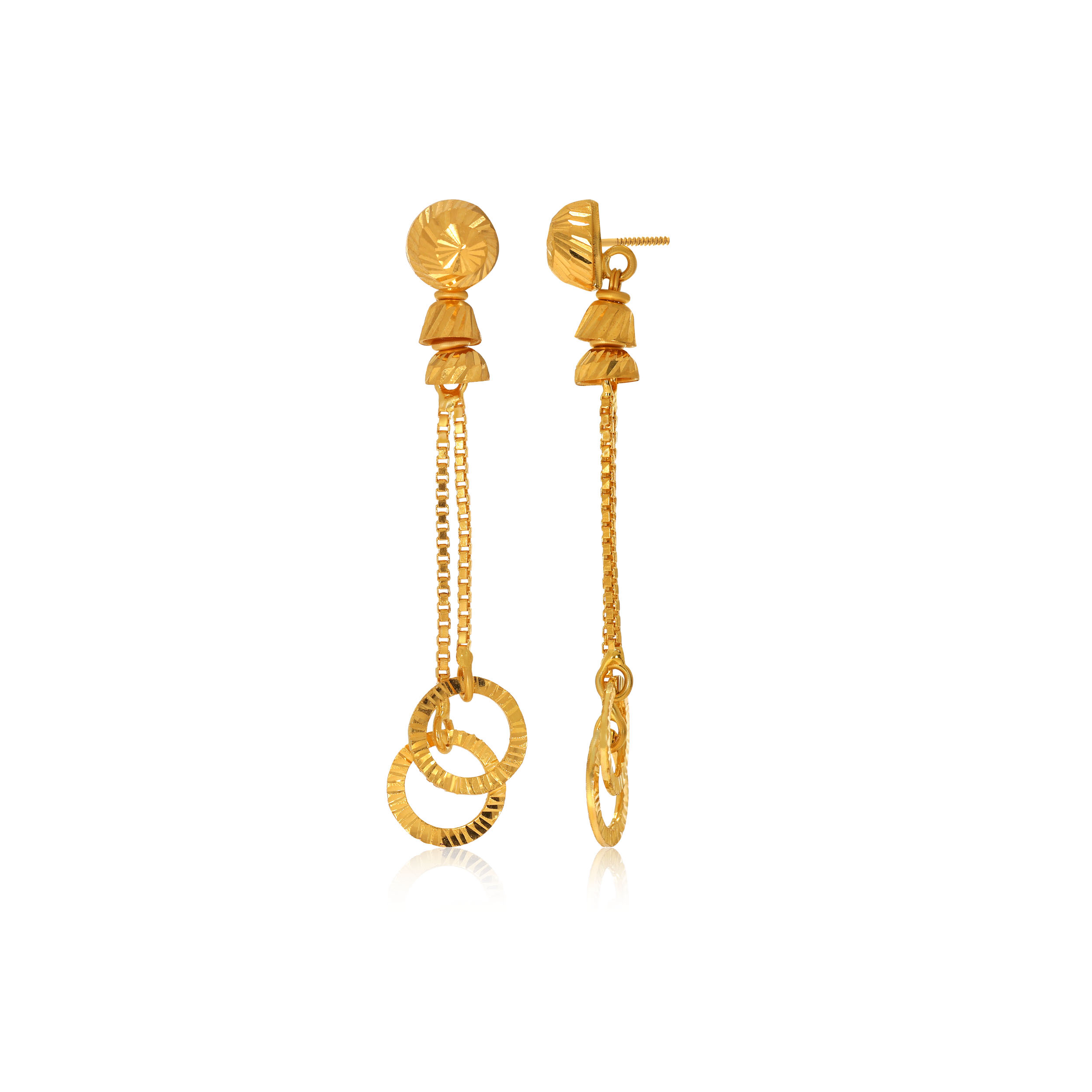 Whimsical Duo Gold Long Earrings - Senco Gold and Diamonds