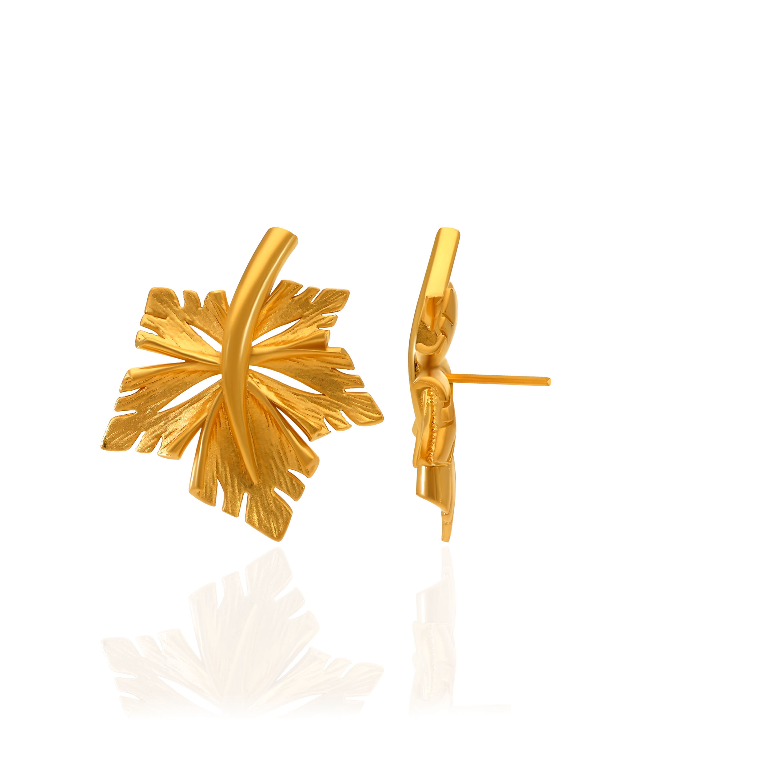 Gilded Leaflet Gold Studs - Senco Gold and Diamonds