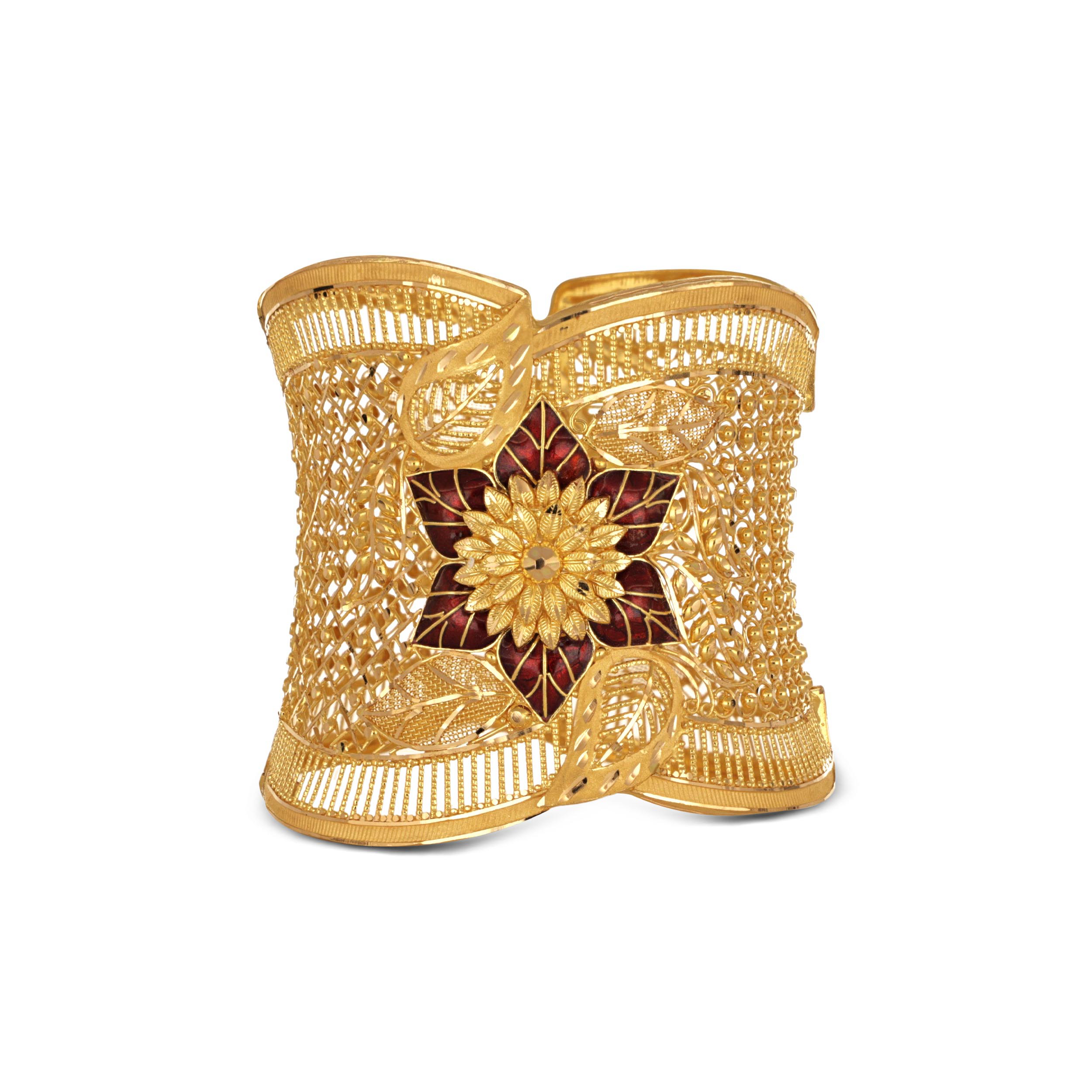 Grandeur Filigree Gold Chur Bangle - Senco Gold and Diamonds