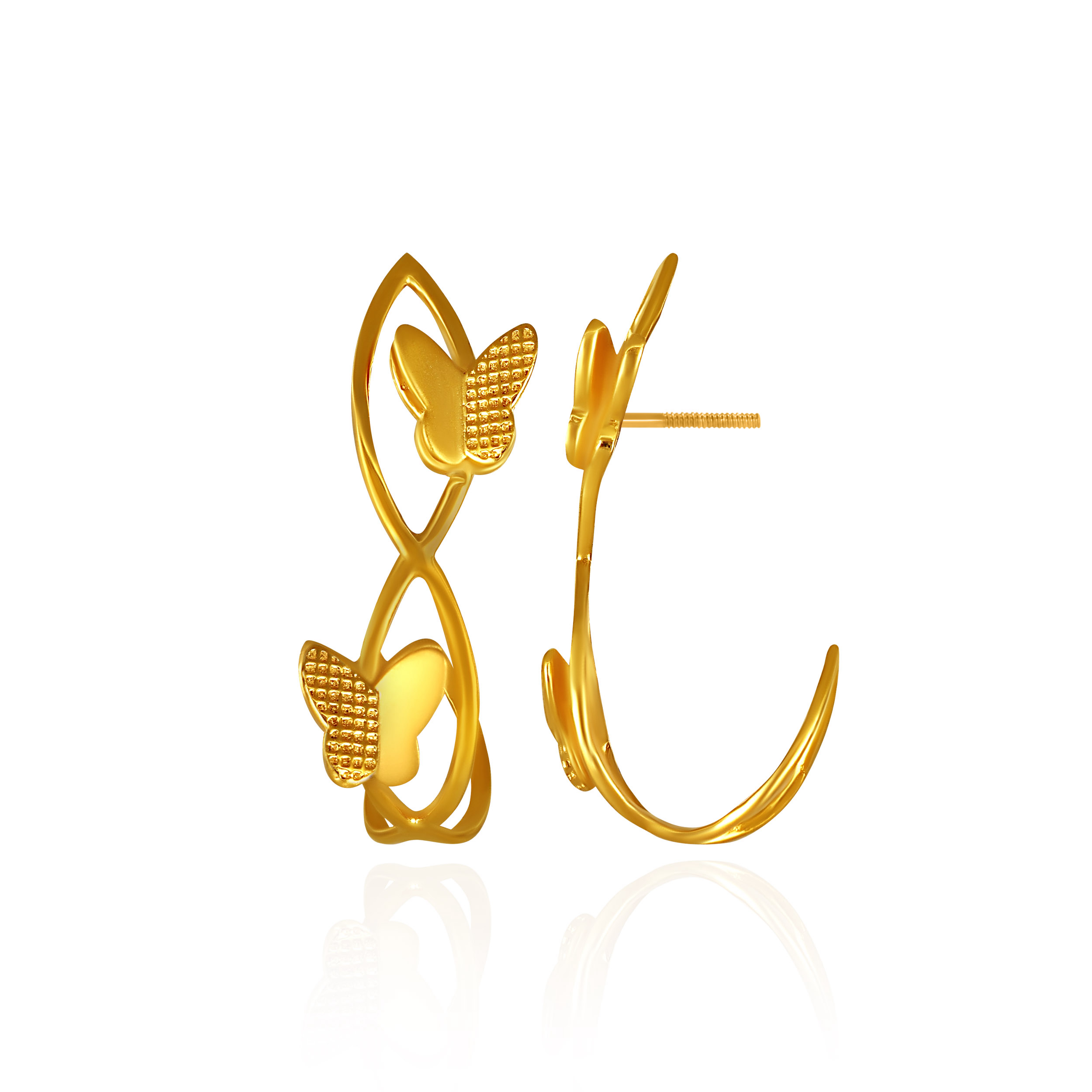Delicate Butterfly Gold Hoop Earrings - Senco Gold and Diamonds